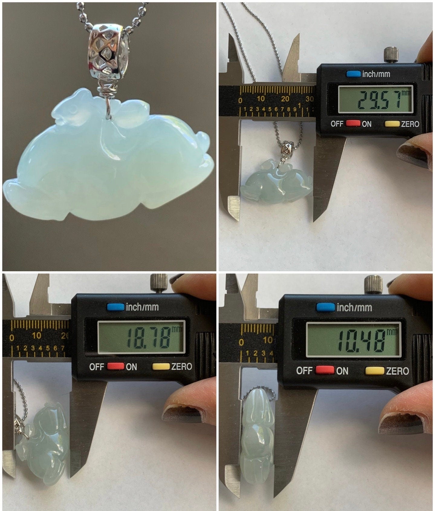 Stunning Natural Burmese Icy Translucent Gelatinous Light Blue Sky Blue Jadeite Carved Tang Horse Pendant Sterling Silver 天然缅甸冰胶天空蓝翡翠唐马银镶吊坠