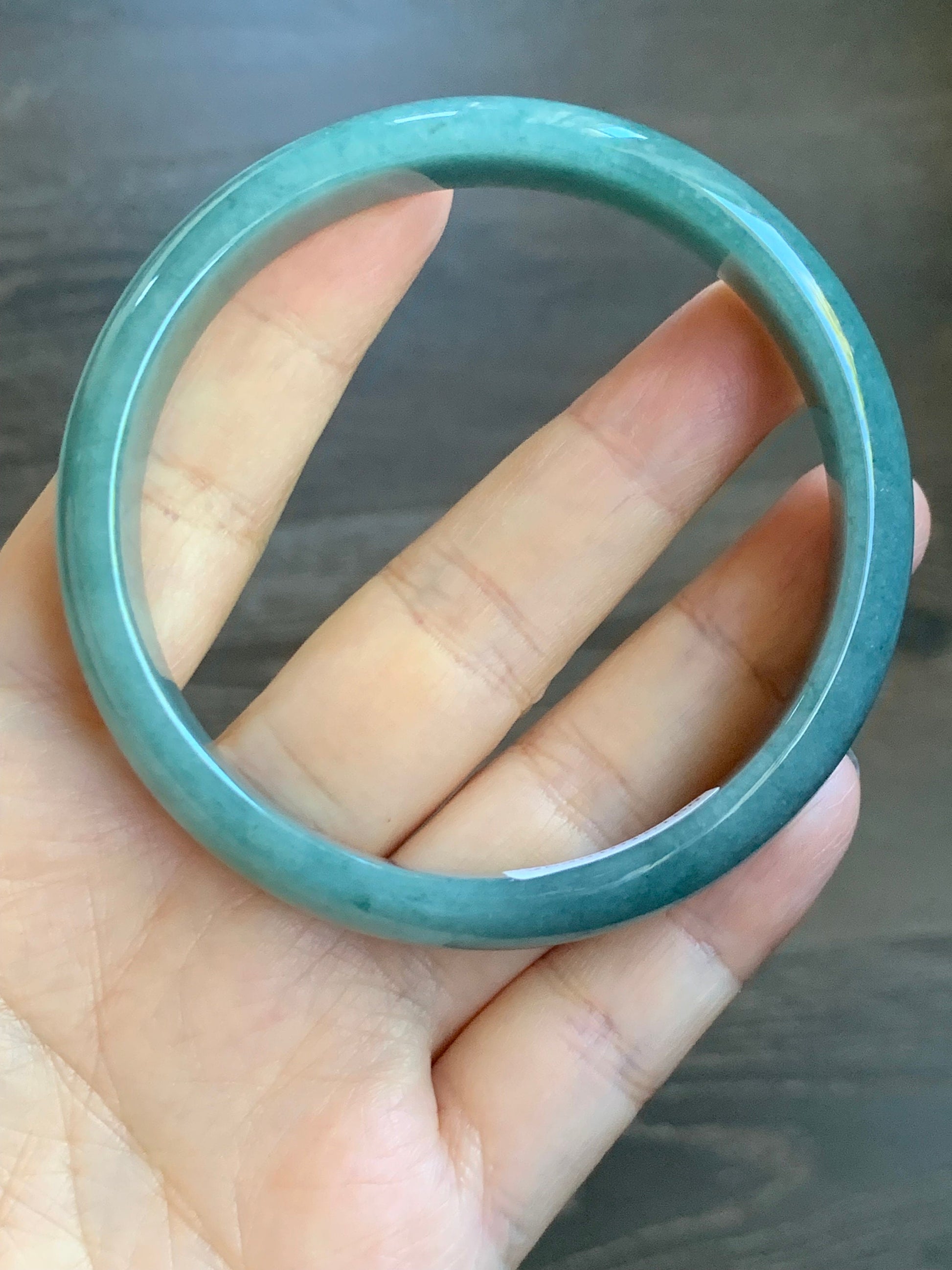 Certified Natural Guatemalan Icy Dusty Blue Jadeite Wide Bangle Bracelet 61.9mm 12.25x6.58mm 45.3g 天然危地马拉蓝水翡翠正圈手镯 5168