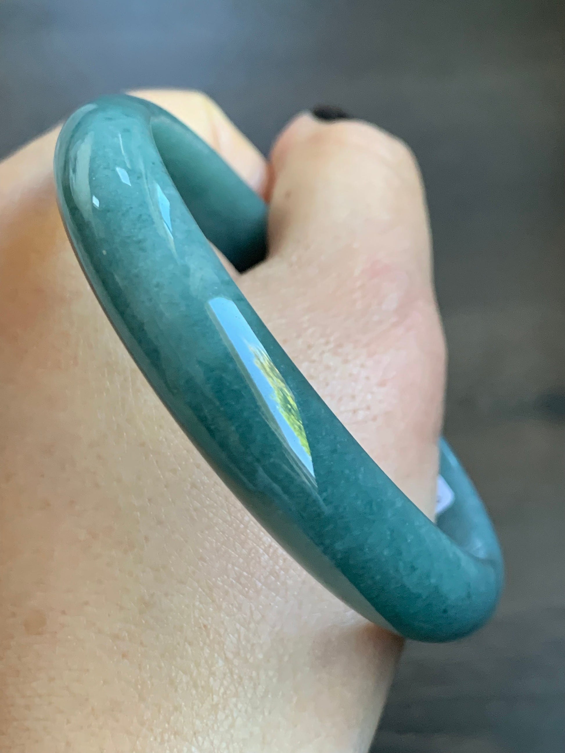 Certified Natural Guatemalan Icy Dusty Blue Jadeite Wide Bangle Bracelet 61.9mm 12.25x6.58mm 45.3g 天然危地马拉蓝水翡翠正圈手镯 5168