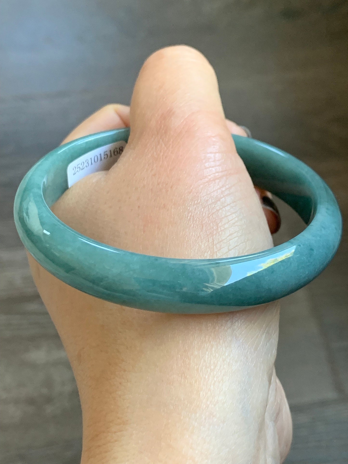 Certified Natural Guatemalan Icy Dusty Blue Jadeite Wide Bangle Bracelet 61.9mm 12.25x6.58mm 45.3g 天然危地马拉蓝水翡翠正圈手镯 5168