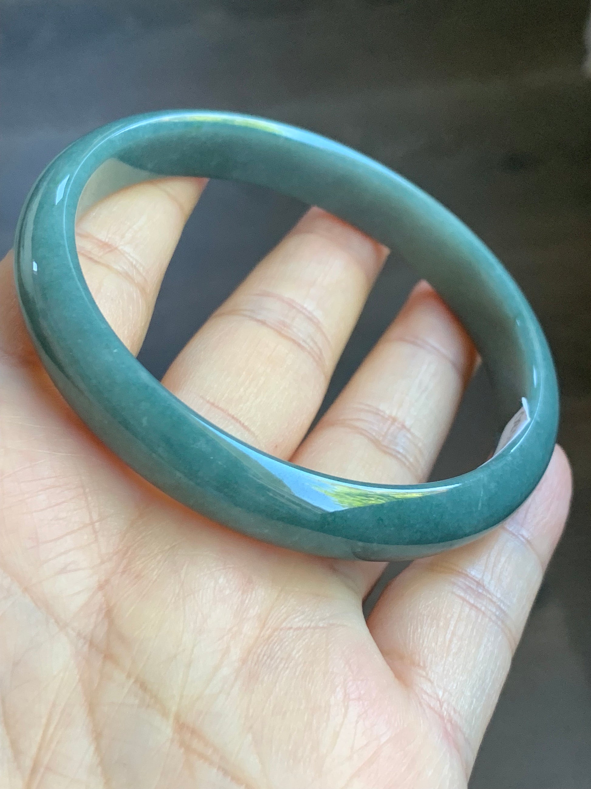 Certified Natural Guatemalan Icy Dusty Blue Jadeite Wide Bangle Bracelet 59.5mm 10.67x6mm 34.3g 天然危地马拉蓝水翡翠正圈手镯 5130