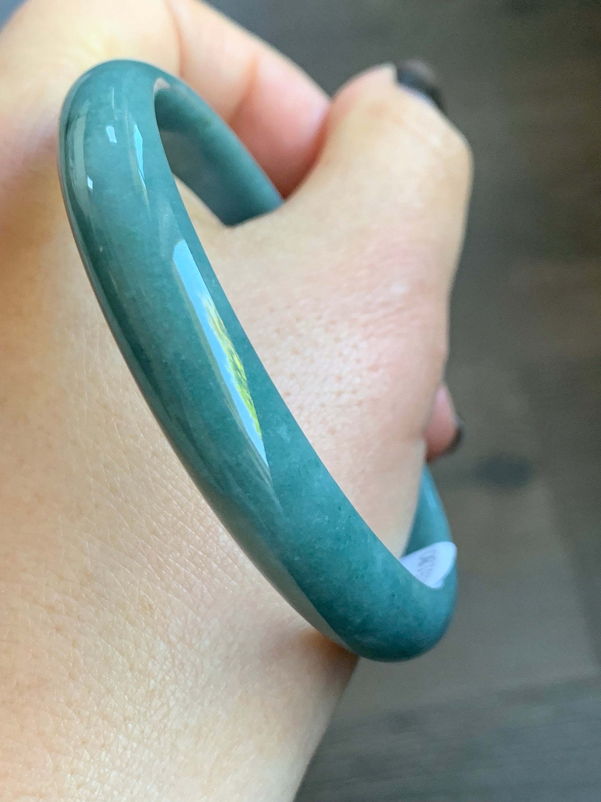Certified Natural Guatemalan Icy Dusty Blue Jadeite Wide Bangle Bracelet 59.5mm 10.67x6mm 34.3g 天然危地马拉蓝水翡翠正圈手镯 5130