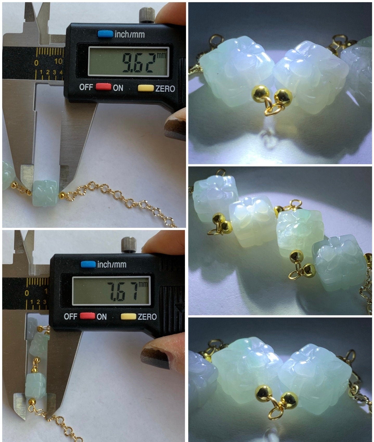 Holiday Special Natural Burmese Icy Multicolored Jadeite Gift Boxes 14K YG Plated Chain Bracelet Adjustable up to 8” 天然缅甸多宝翡翠礼物包金手链
