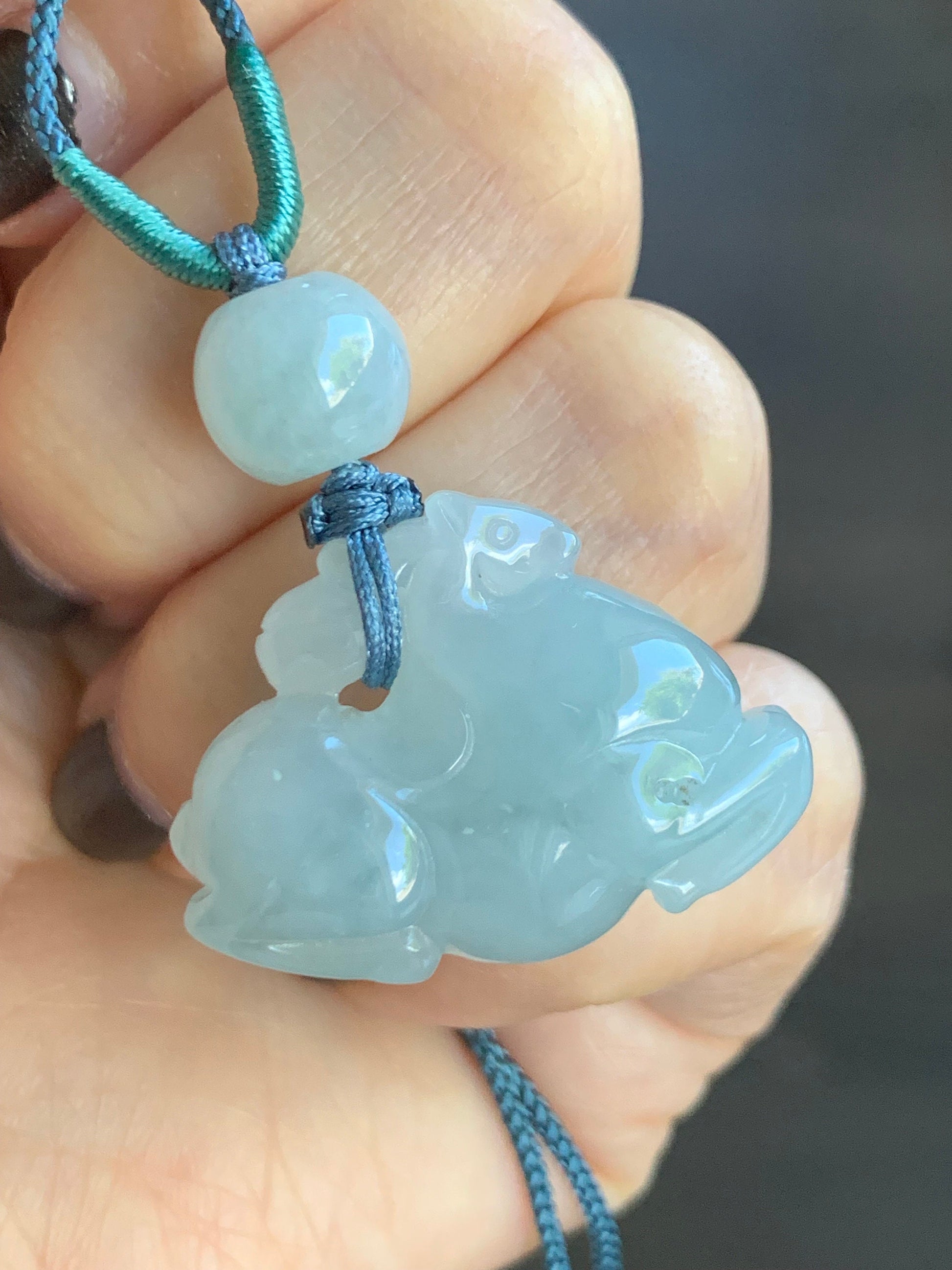 Stunning Natural Burmese Grade A Icy Translucent Gelatinous Sky Blue Jadeite Pendant Carved Tang Horse Rope Necklace 天然缅甸冰胶天空蓝翡翠唐马挂件