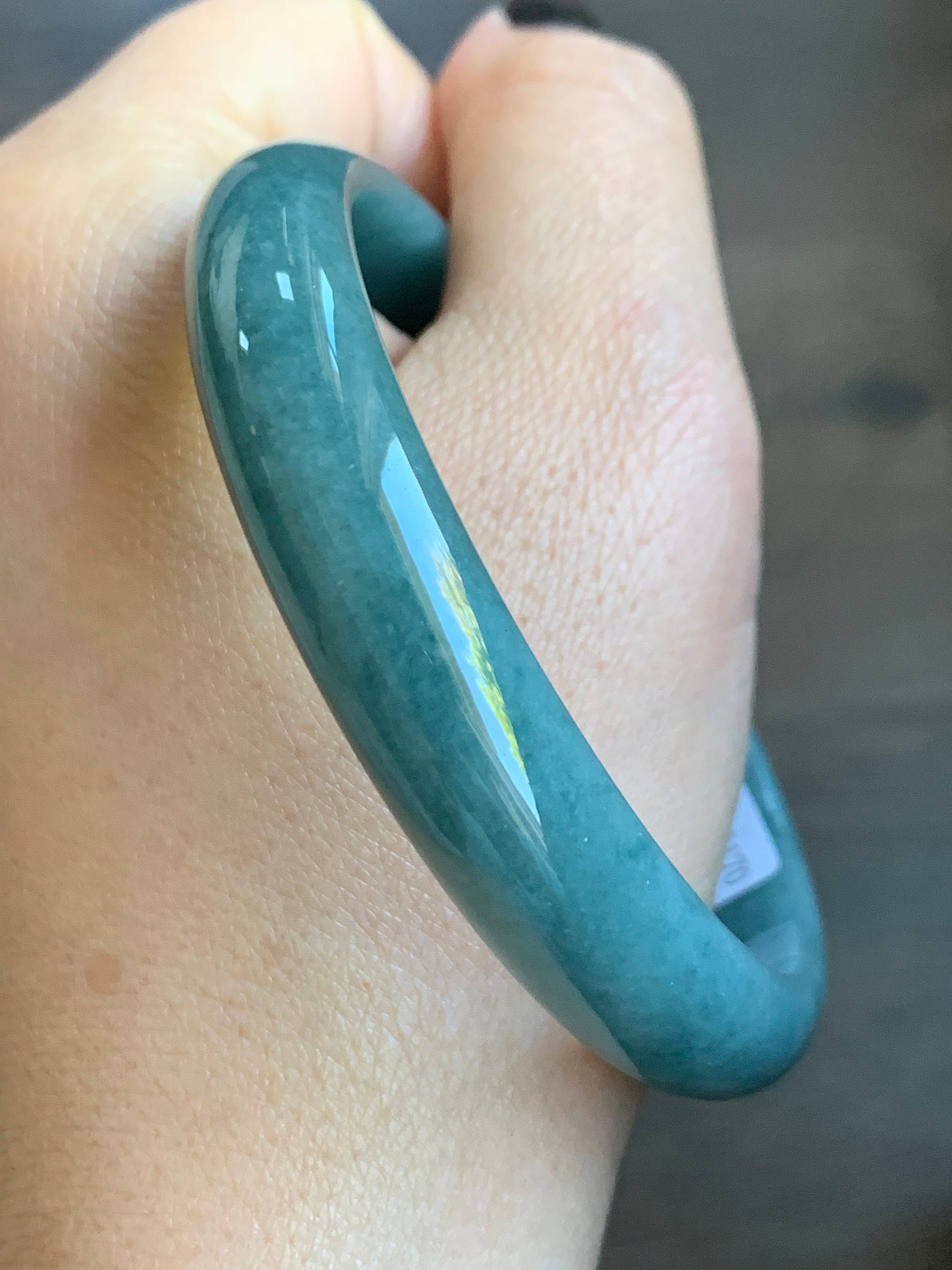 Certified Natural Guatemalan Icy Dusty Blue Jadeite Wide Bangle Bracelet 61.9mm 12x7.2mm 45.24g 天然危地马拉蓝水翡翠正圈手镯 5170
