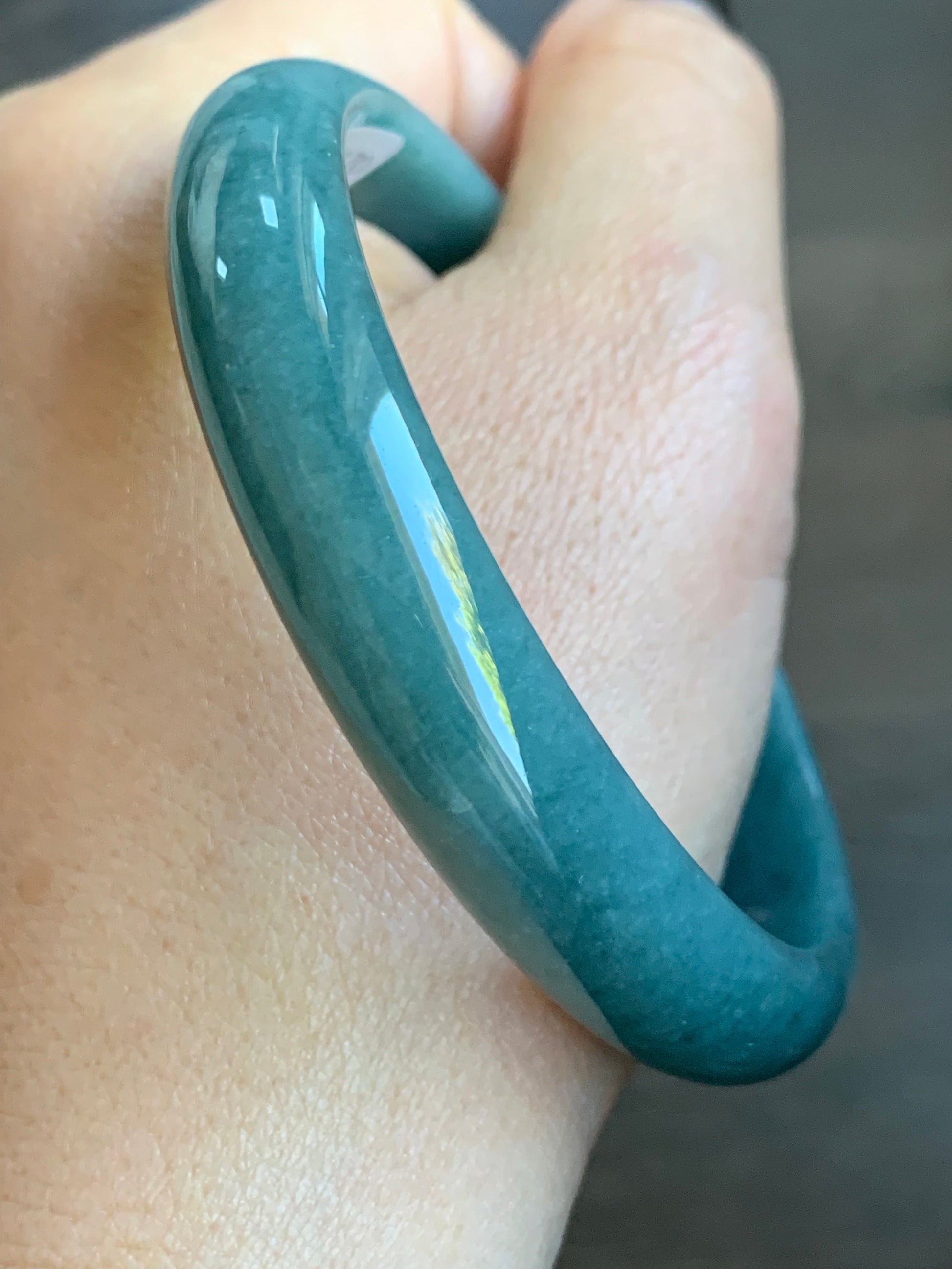 Certified Natural Guatemalan Icy Dusty Blue Jadeite Wide Bangle Bracelet 61.9mm 12x7.2mm 45.24g 天然危地马拉蓝水翡翠正圈手镯 5170