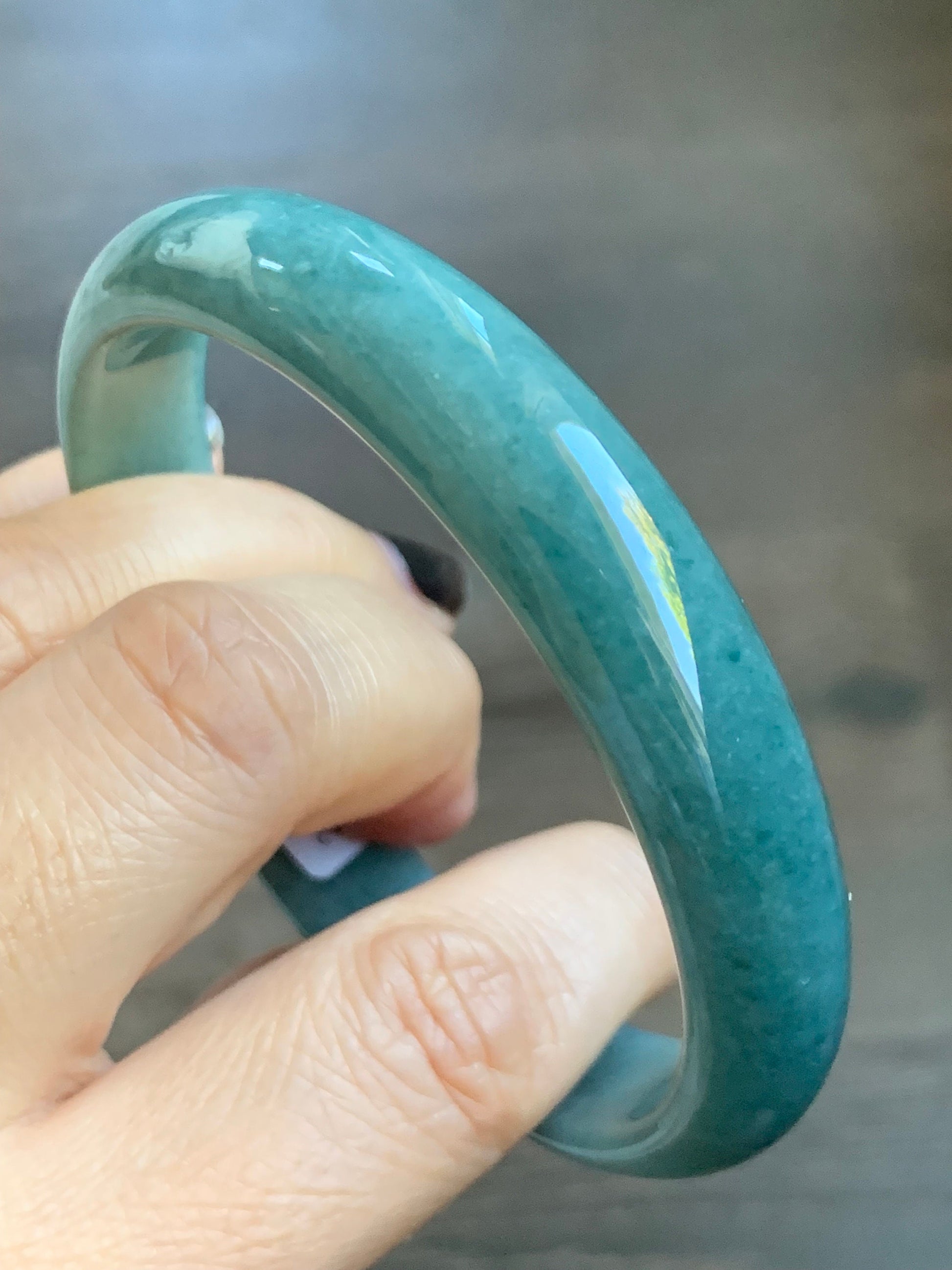 Certified Natural Guatemalan Icy Dusty Blue Jadeite Wide Bangle Bracelet 61.9mm 12x7.2mm 45.24g 天然危地马拉蓝水翡翠正圈手镯 5170