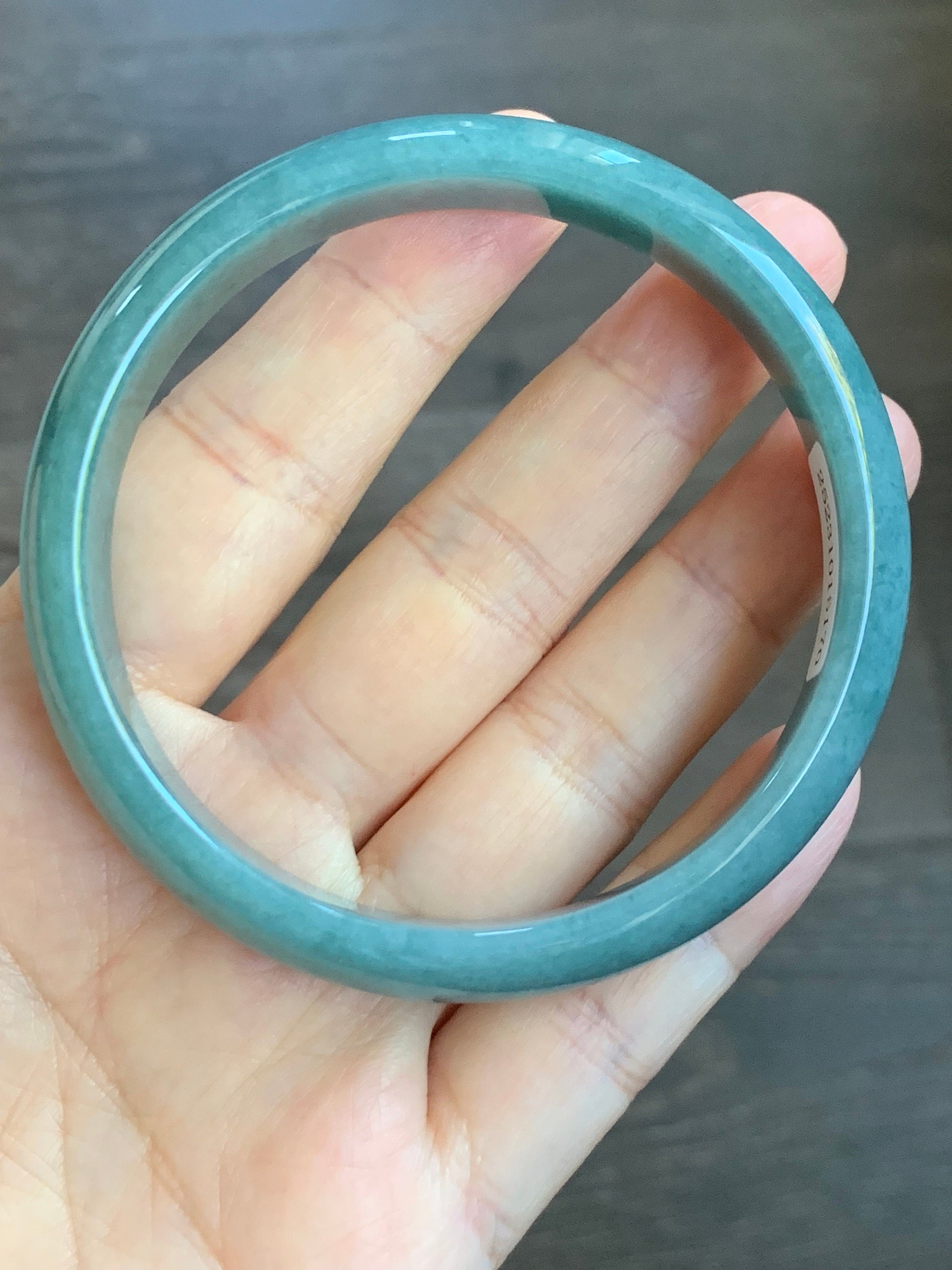 Certified Natural Guatemalan Icy Dusty Blue Jadeite Wide Bangle Bracelet 61.9mm 12x7.2mm 45.24g 天然危地马拉蓝水翡翠正圈手镯 5170
