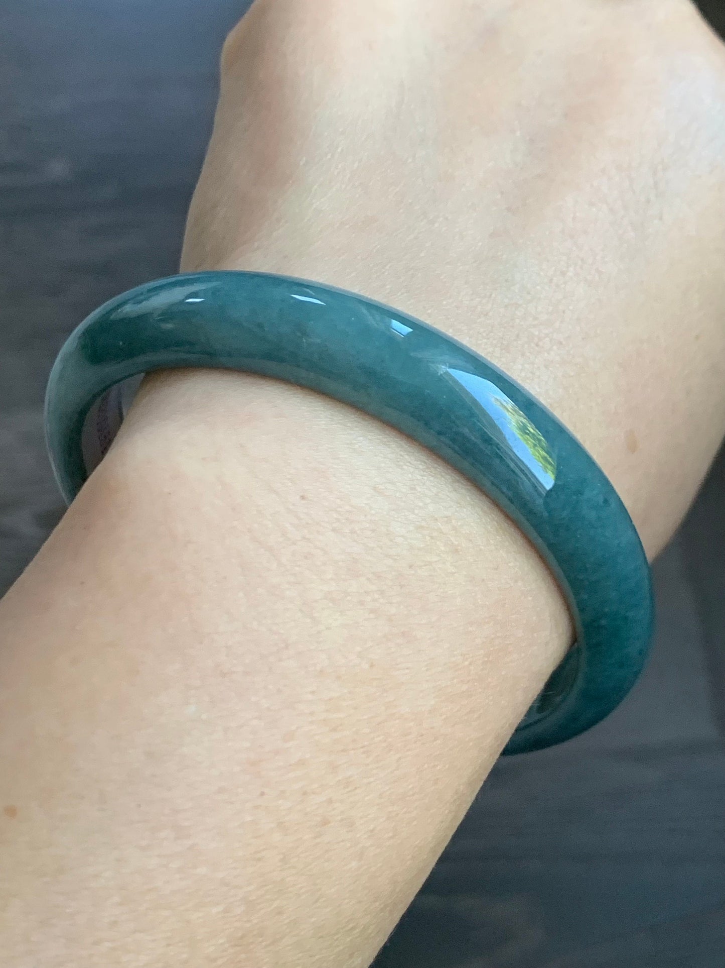 Certified Natural Guatemalan Icy Dusty Blue Jadeite Wide Bangle Bracelet 61.9mm 12x7.2mm 45.24g 天然危地马拉蓝水翡翠正圈手镯 5170