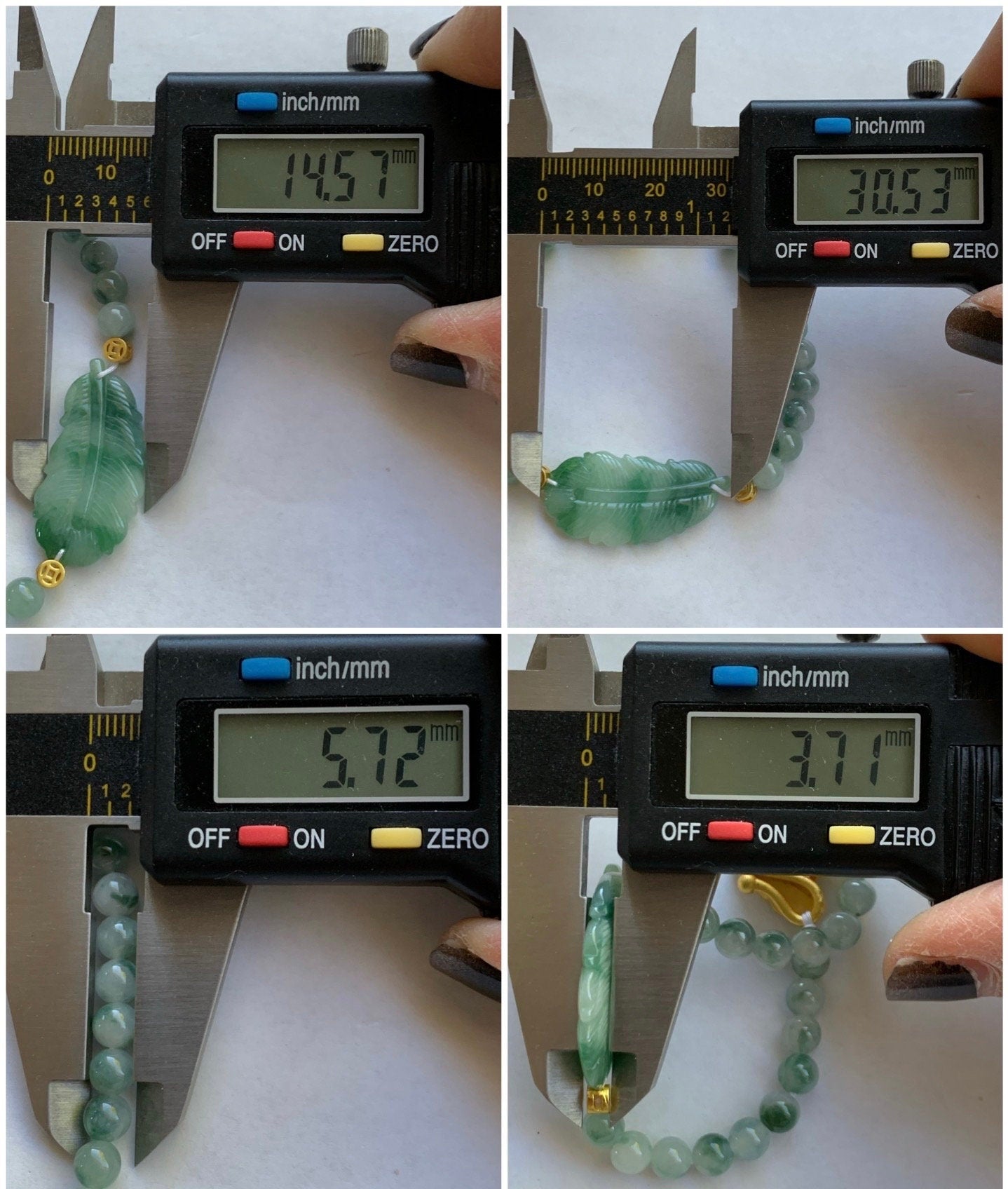 Natural Burmese Icy Translucent Light Green Jadeite w/ Vibrant Green Marbling Feather Beaded Bracelet 6.75” Adjustable 天然缅甸糯冰晴底飘花翡翠羽毛飘花圆珠手串