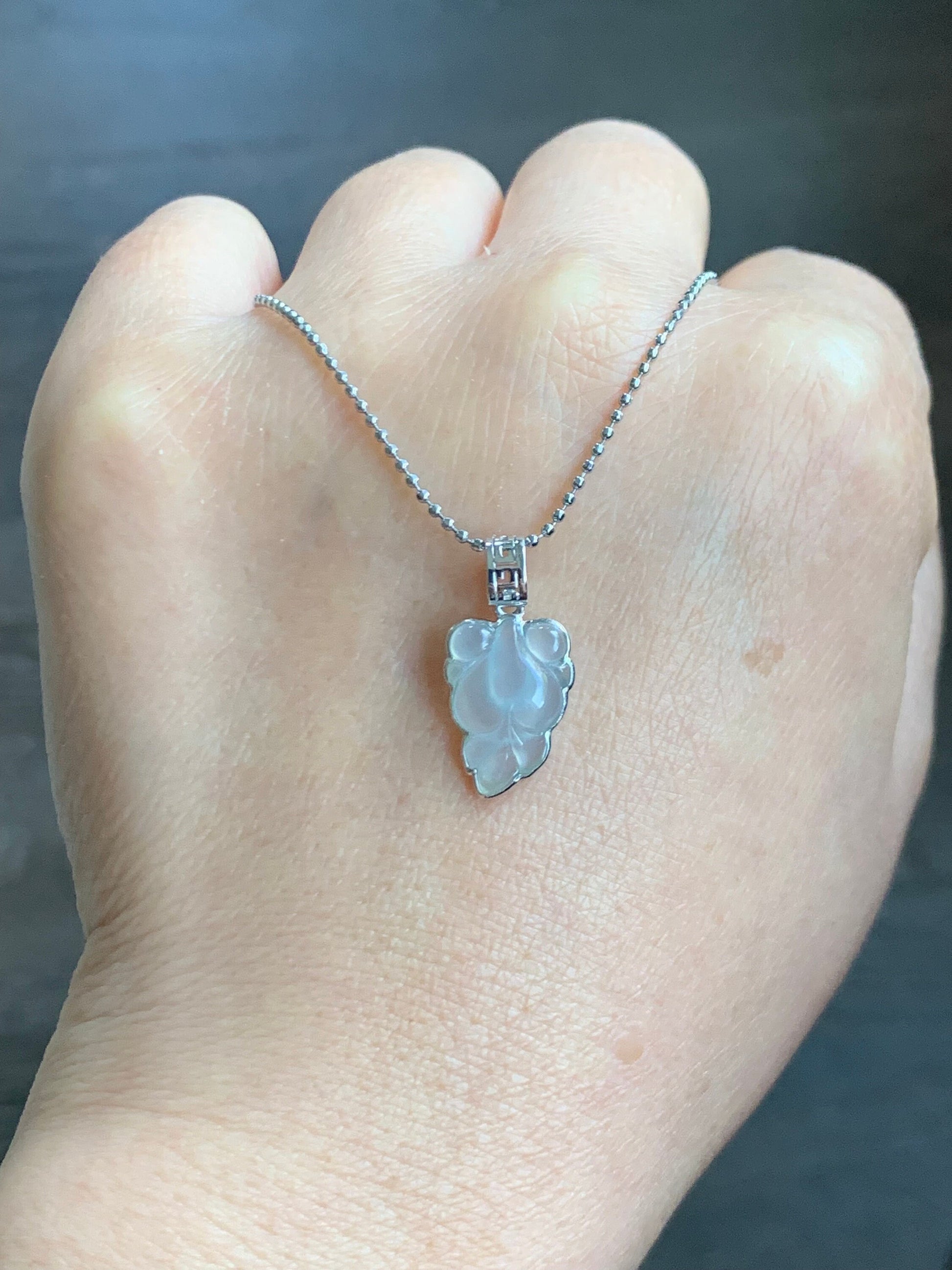 Certified Natural Burmese Premium Icy Translucent Gelatinous White Jadeite Goldfish Pendant 18K White Gold 天然缅甸冰胶淡紫底色翡翠金鱼镶嵌吊坠 5156