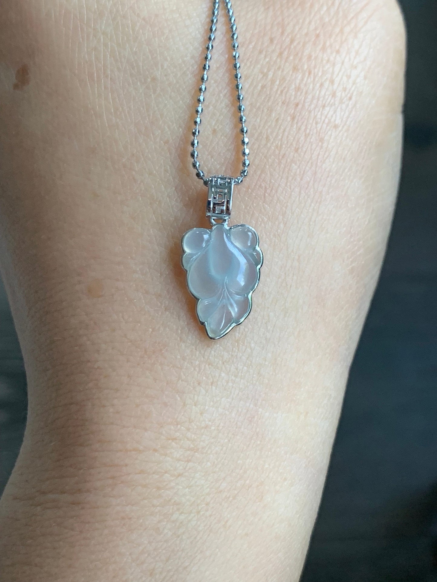 Certified Natural Burmese Premium Icy Translucent Gelatinous White Jadeite Goldfish Pendant 18K White Gold 天然缅甸冰胶淡紫底色翡翠金鱼镶嵌吊坠 5156