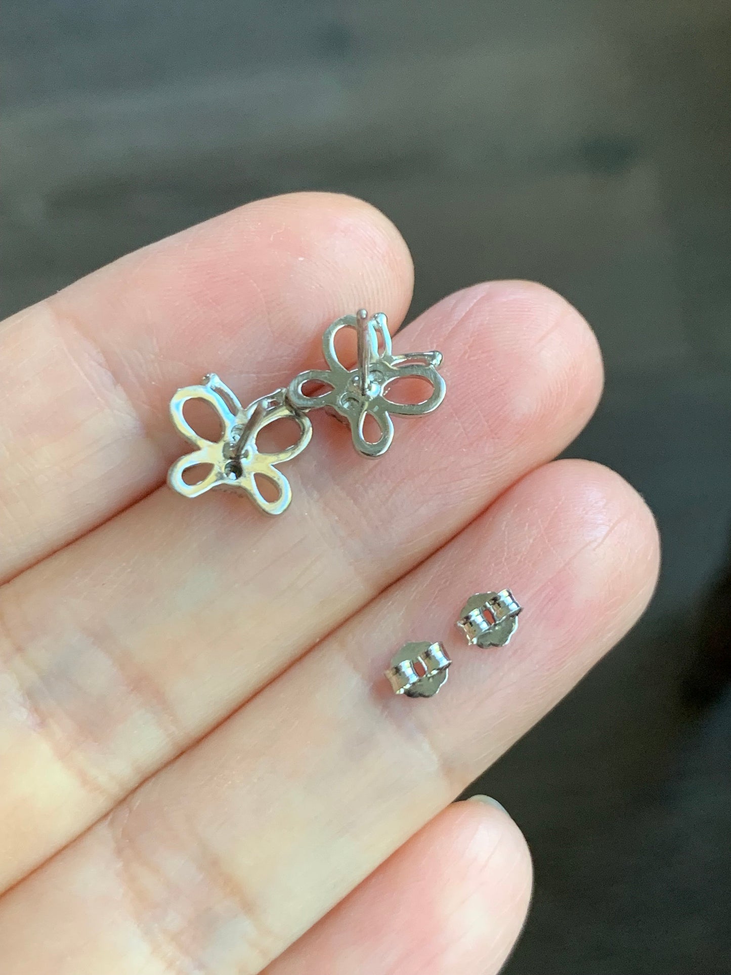 Natural Burmese Icy Translucent Vibrant Green Jadeite Butterfly Stud Earrings S925 Sterling Silver 天然缅甸冰绿翡翠银镶蝴蝶款耳钉