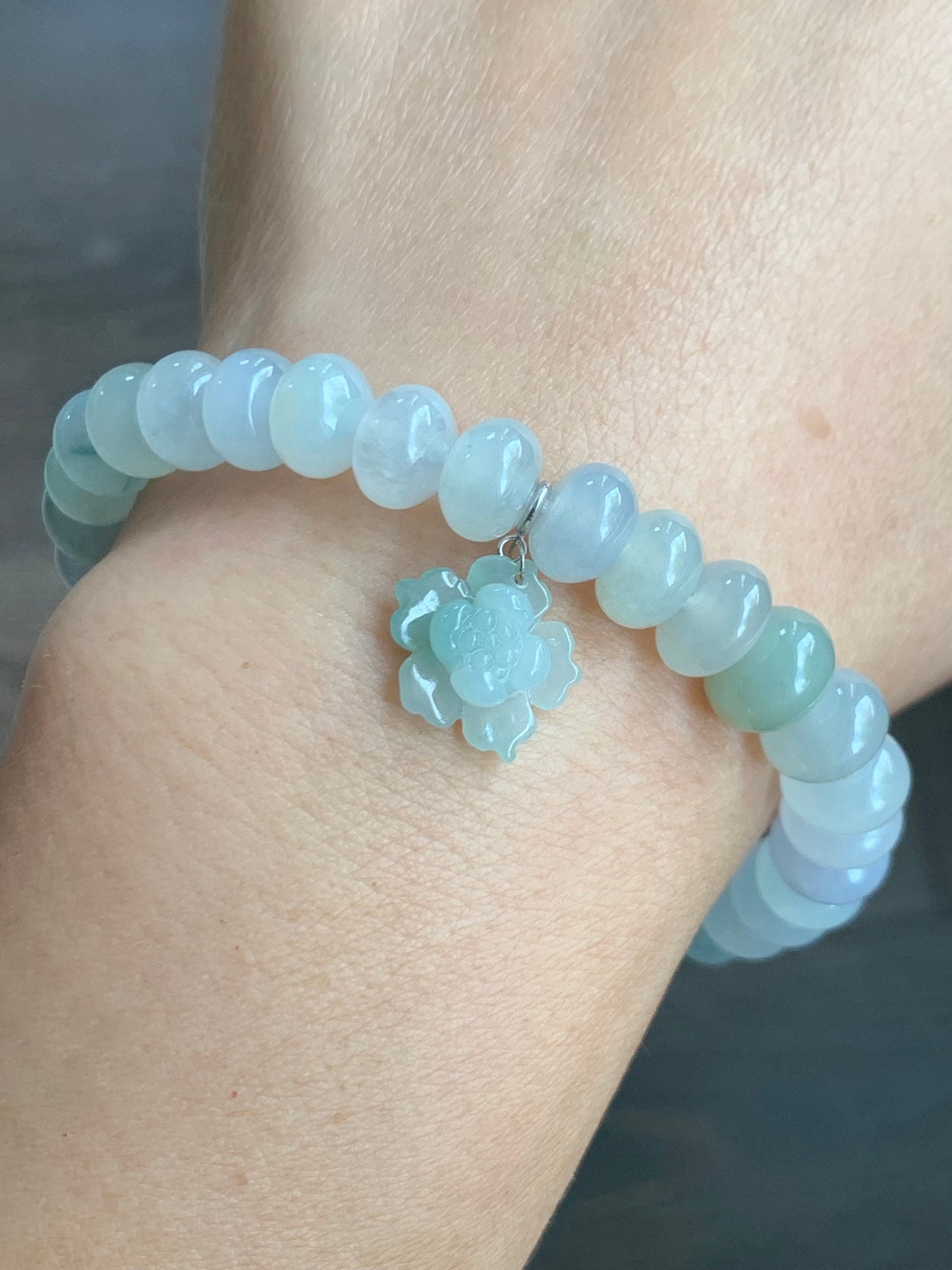 Large Natural Burmese Premium Highly Translucent Icy Multi-Colored Jadeite Drum Beads Beaded Bracelet 7.5” 天然缅甸老种冰多宝翡翠大卡鼓珠手串