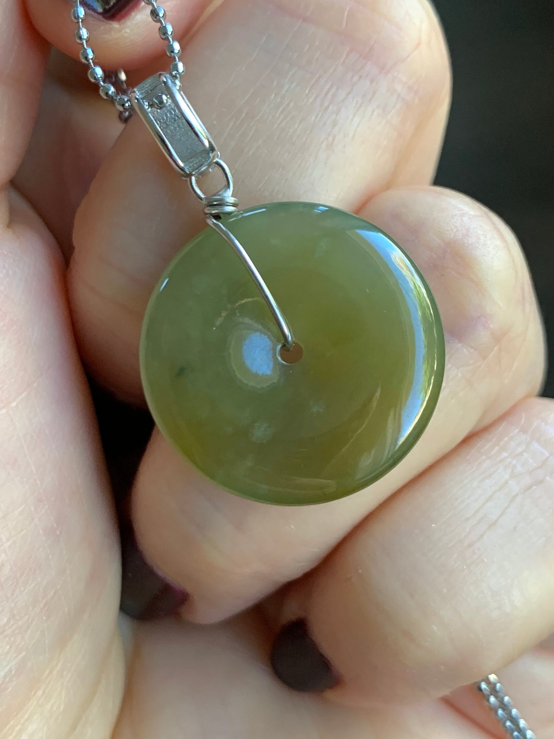 Natural Guatemalan Icy Highly Translucent Dark Yellow Jadeite Ping An Kou Donut Pendant S925 Sterling Silver 天然冰透危黄翡平安扣吊坠