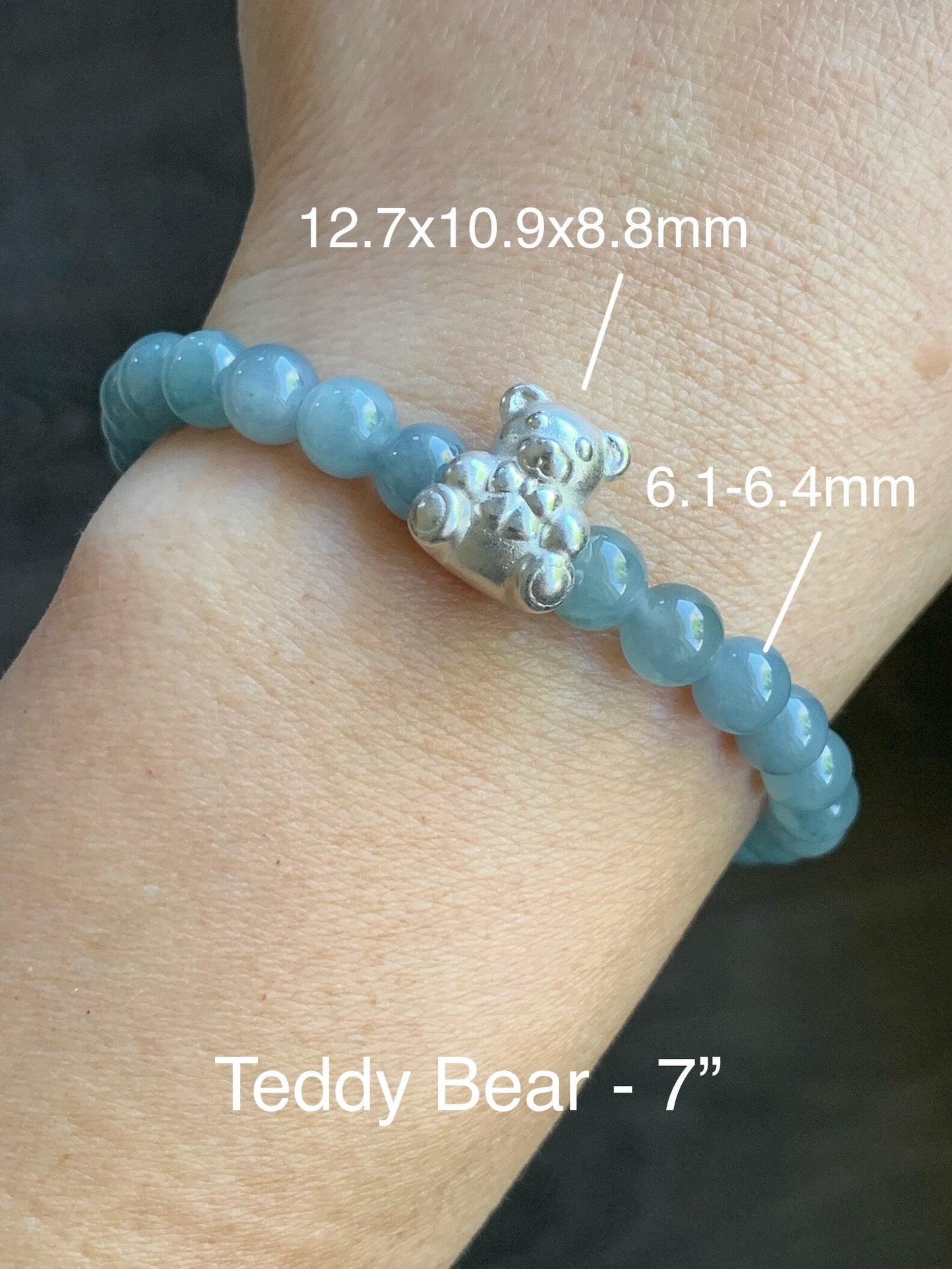 Natural Guatemalan Icy Translucent Icy Light Blue or Dark Dusty Blue Jadeite 999 Sterling Silver Charm Beaded Bracelet 天然冰危蓝翡翠足银珠3D工艺手串