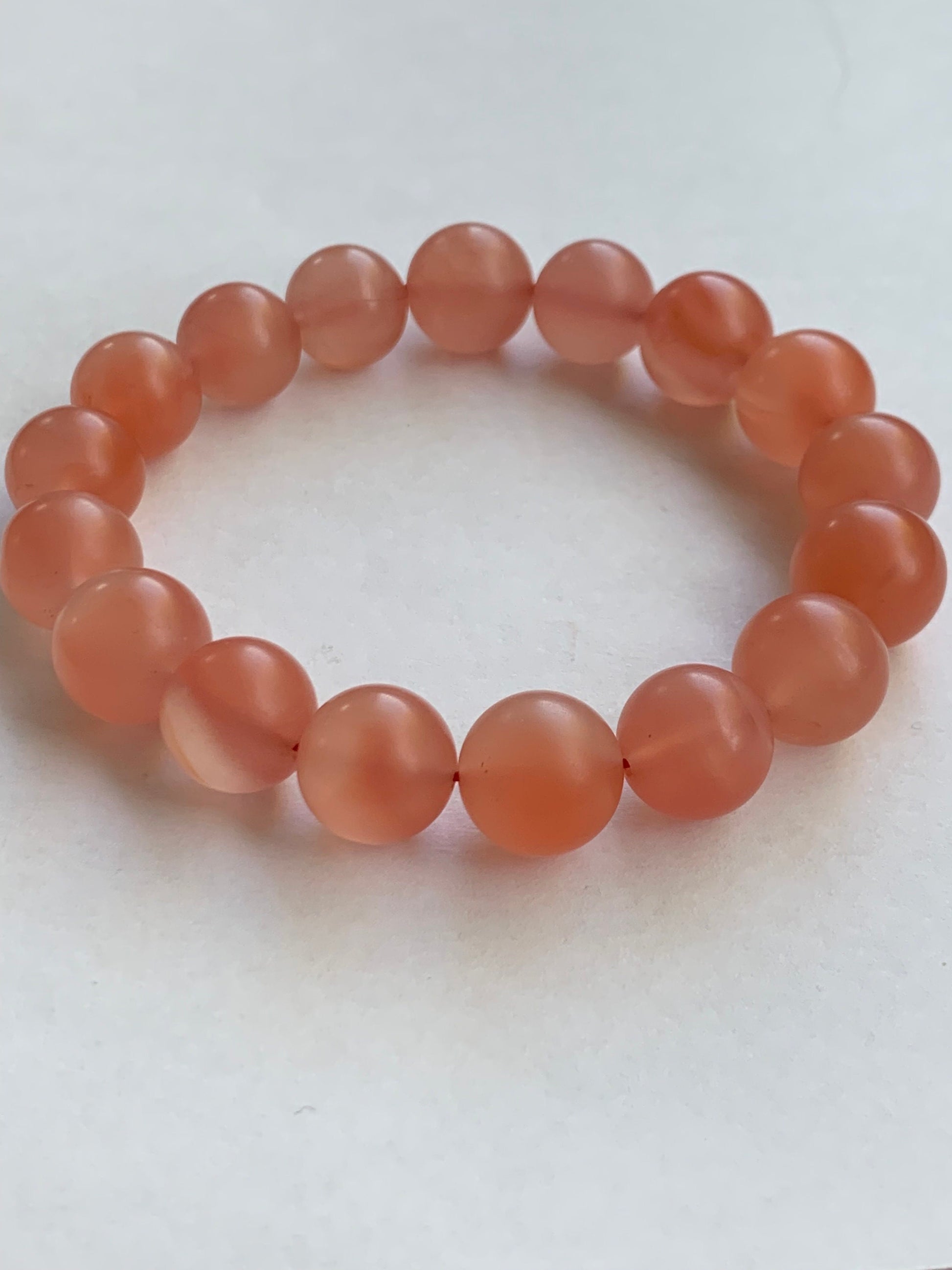 Natural Chinese Yunnan Baoshan Icy Highly Translucent South Red Agate Large Beads Beaded Bracelet Matte Finish 12mm 7.75” 天然云南保山南红冰透玛瑙哑光珠手串