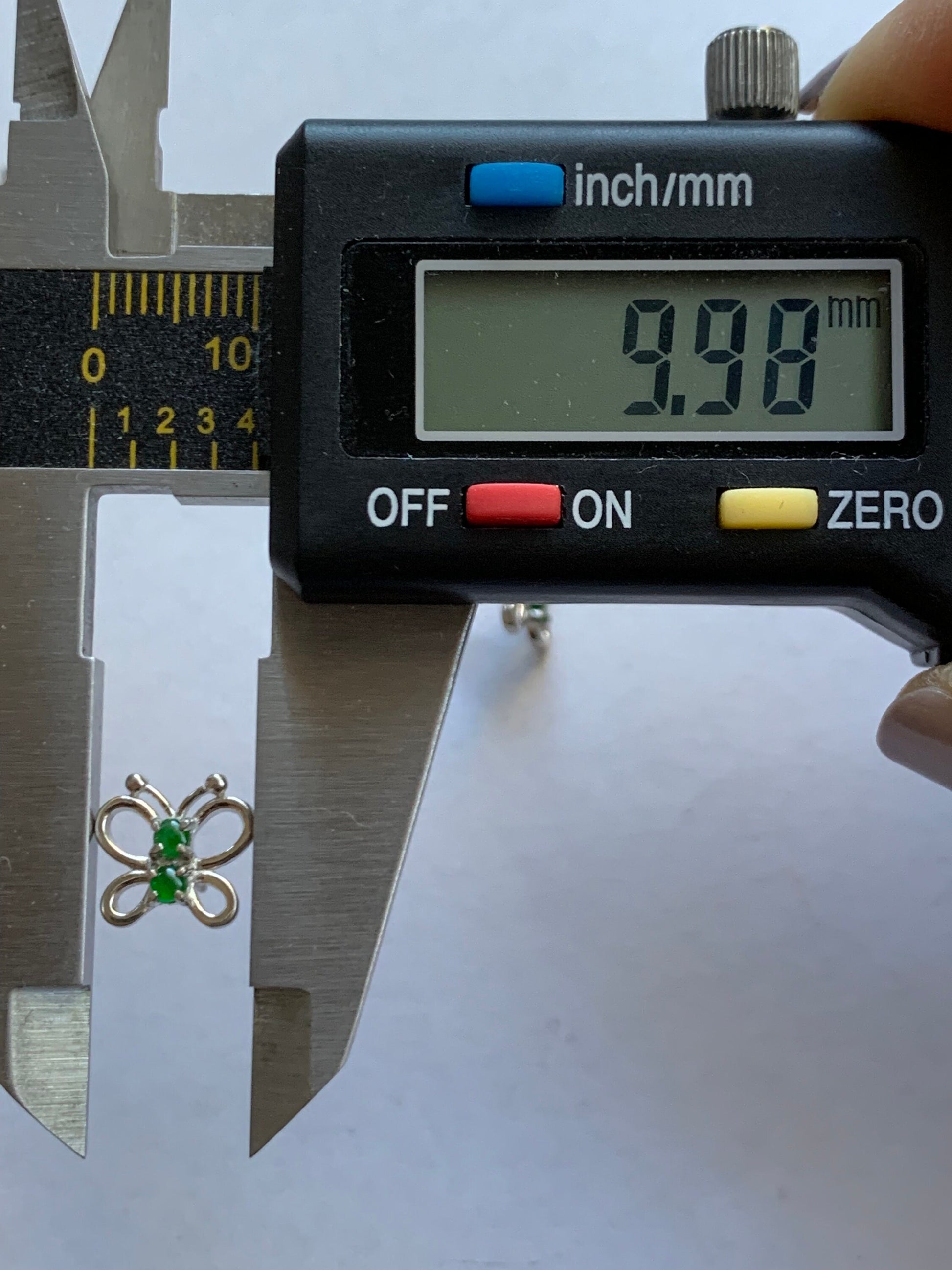 Natural Burmese Icy Translucent Vibrant Green Jadeite Butterfly Stud Earrings S925 Sterling Silver 天然缅甸冰绿翡翠银镶蝴蝶款耳钉