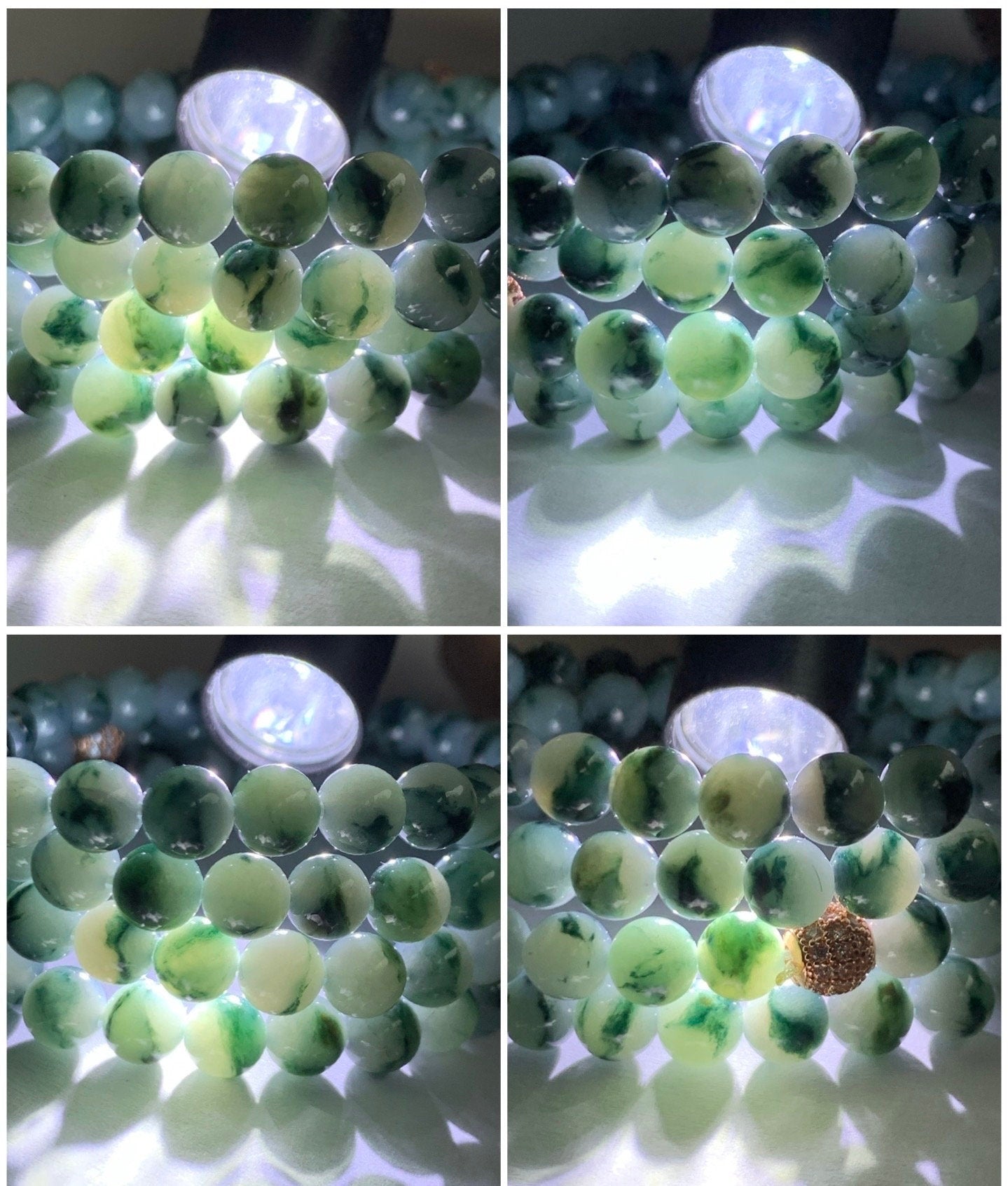 Natural Burmese Icy Translucent Gelatinous Dark Teal Blue Marbled Jadeite Beaded Necklace 6.3mm 25.5” 46g 天然缅甸冰胶飘蓝花翡翠长串项链 YY112