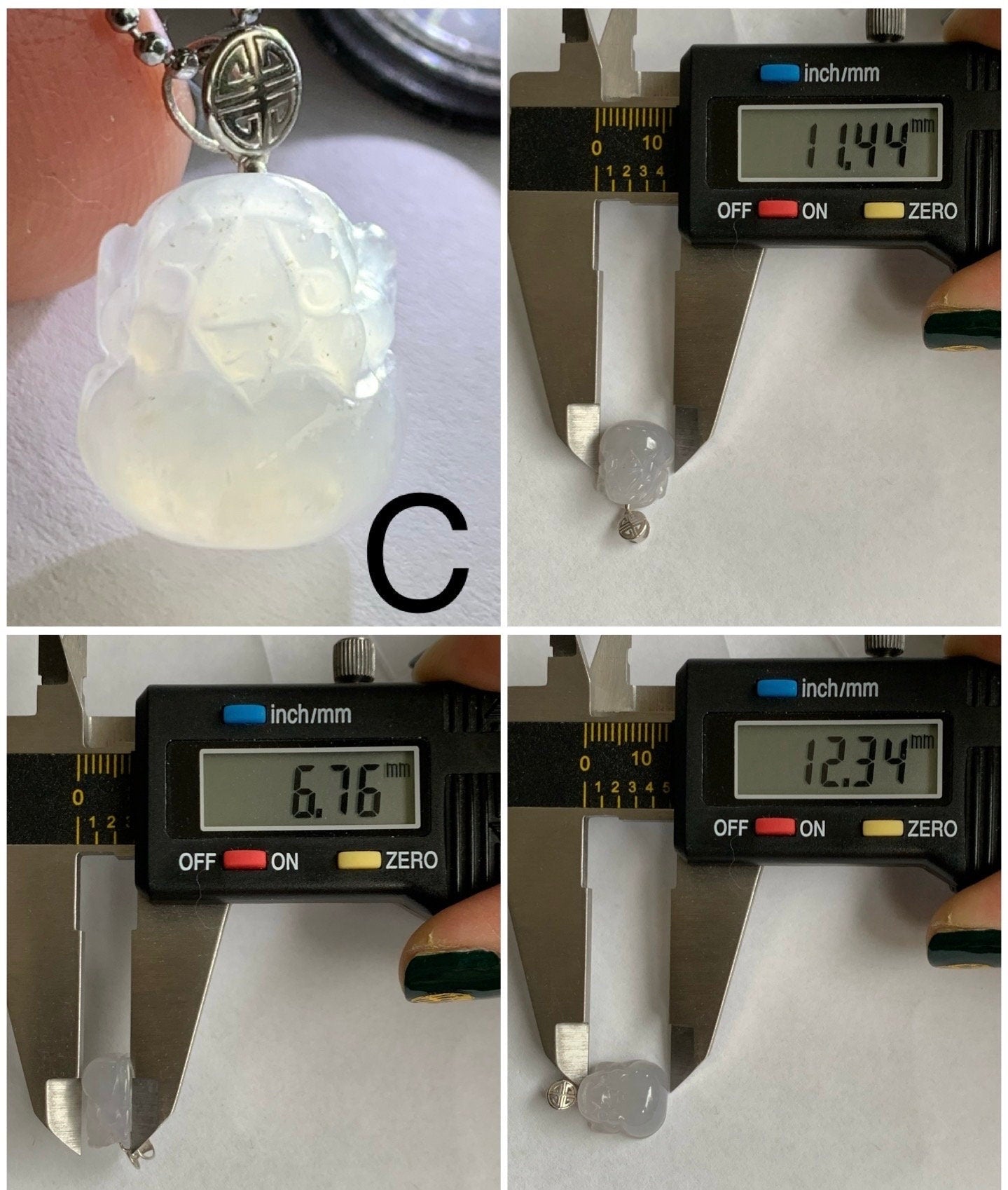 PETITE Natural Burmese Icy Translucent Gelatinous White Jadeite Purple Undertone Pixiu Pendant 18K White Gold 天然缅甸冰胶白翡翠紫底貔貅吊坠