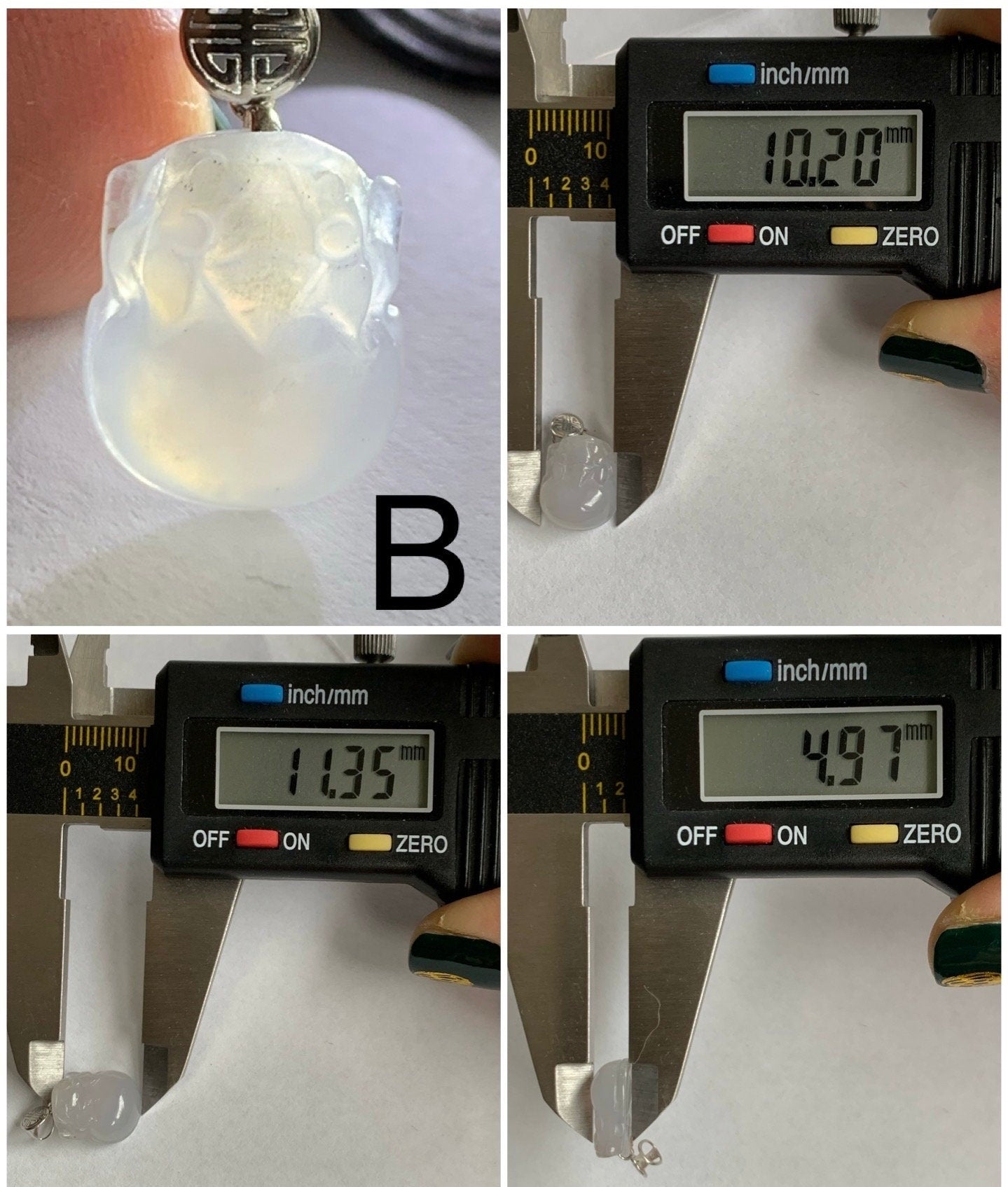 PETITE Natural Burmese Icy Translucent Gelatinous White Jadeite Purple Undertone Pixiu Pendant 18K White Gold 天然缅甸冰胶白翡翠紫底貔貅吊坠