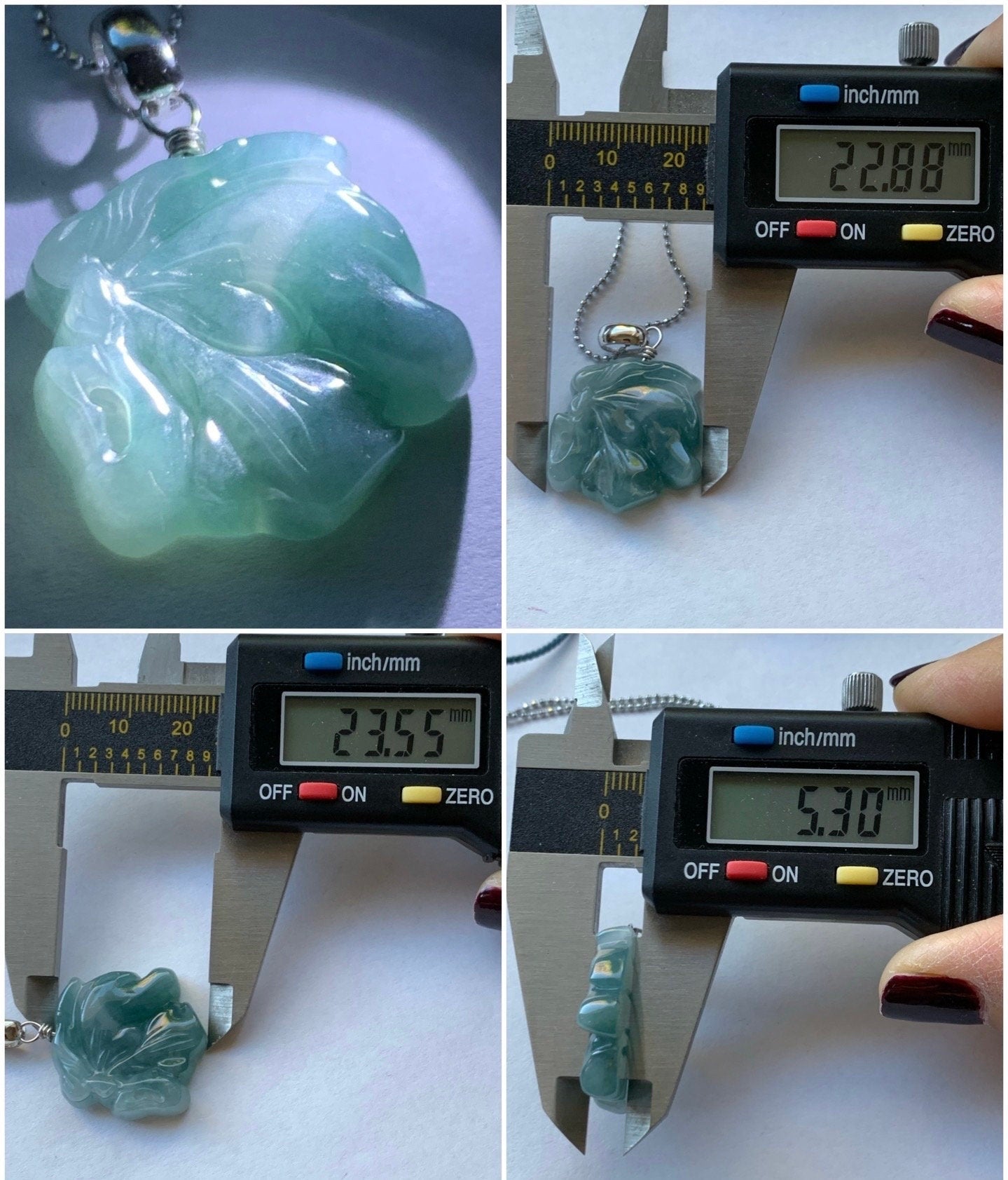 Natural Guatemalan Icy Translucent Teal Blue Jadeite w/ Light Blue Marbling Carved Butterfly Fairy Pendant Sterling Silver 天然冰危蓝飘花翡翠蝴蝶仙子吊坠