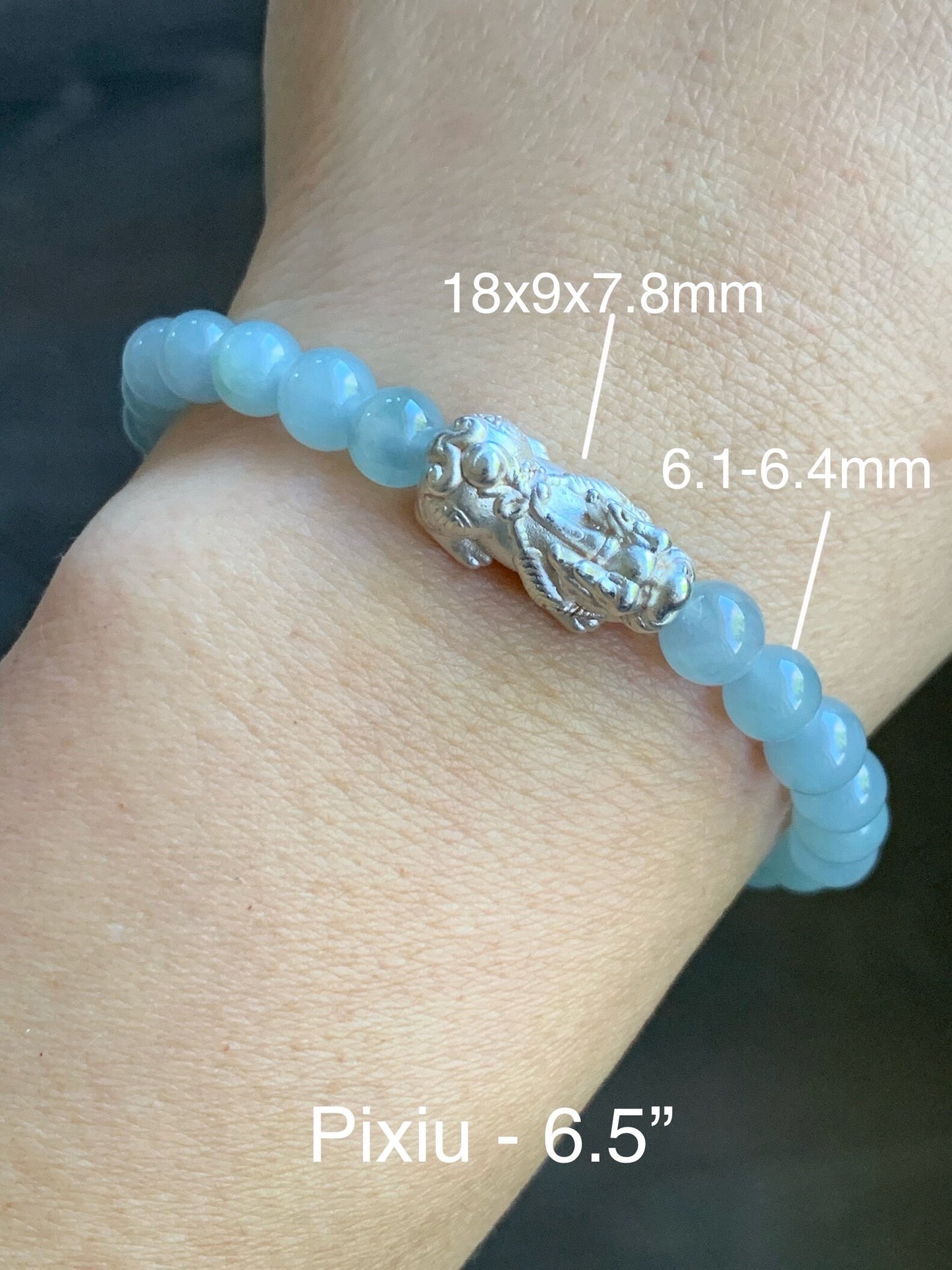 Natural Guatemalan Icy Translucent Icy Light Blue or Dark Dusty Blue Jadeite 999 Sterling Silver Charm Beaded Bracelet 天然冰危蓝翡翠足银珠3D工艺手串
