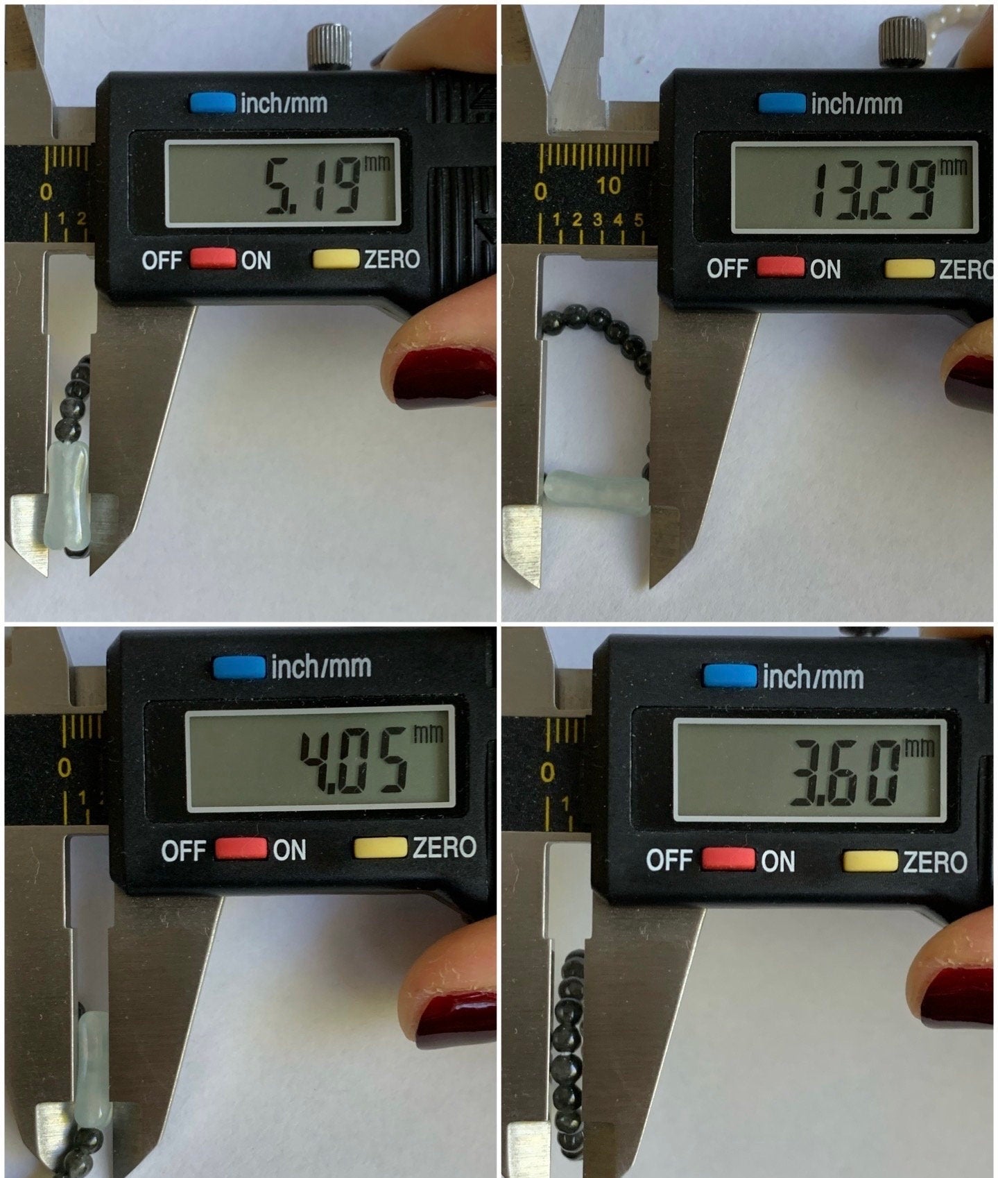 Natural Burmese Icy Translucent White Jadeite Petite Beads & Light Blue Turtle Shell Beaded Ring size 10.5 Stretchy 天然缅甸白冰起光翡翠小骨头戒圈