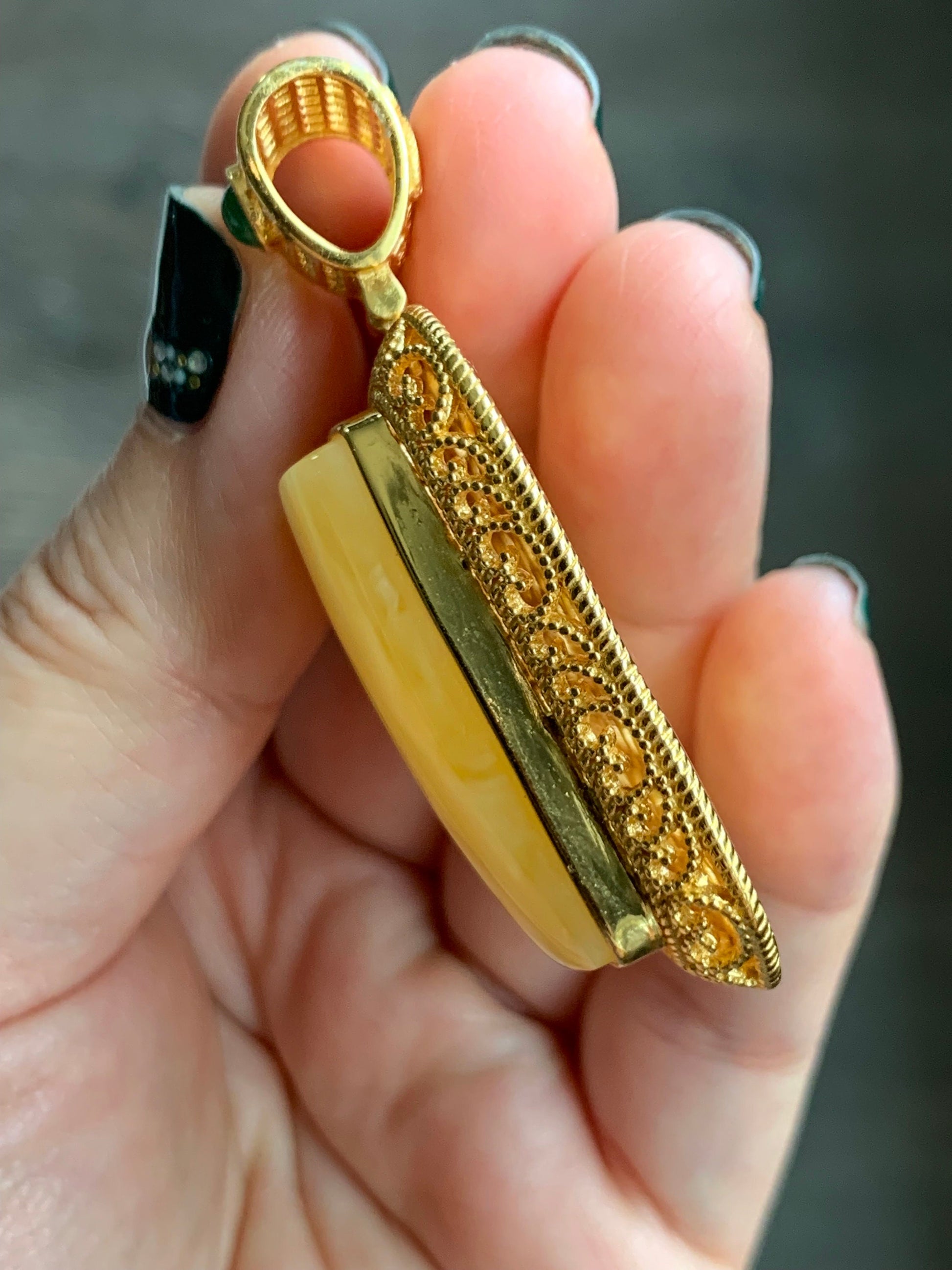 Certified Natural Large Rectangle Fossilized Tree Resin Beewax Teardrop Icy Green Jadeite Pendant Sterling Silver 21.7g 天然长方形冰危绿翡翠顶珠重银镶吊坠