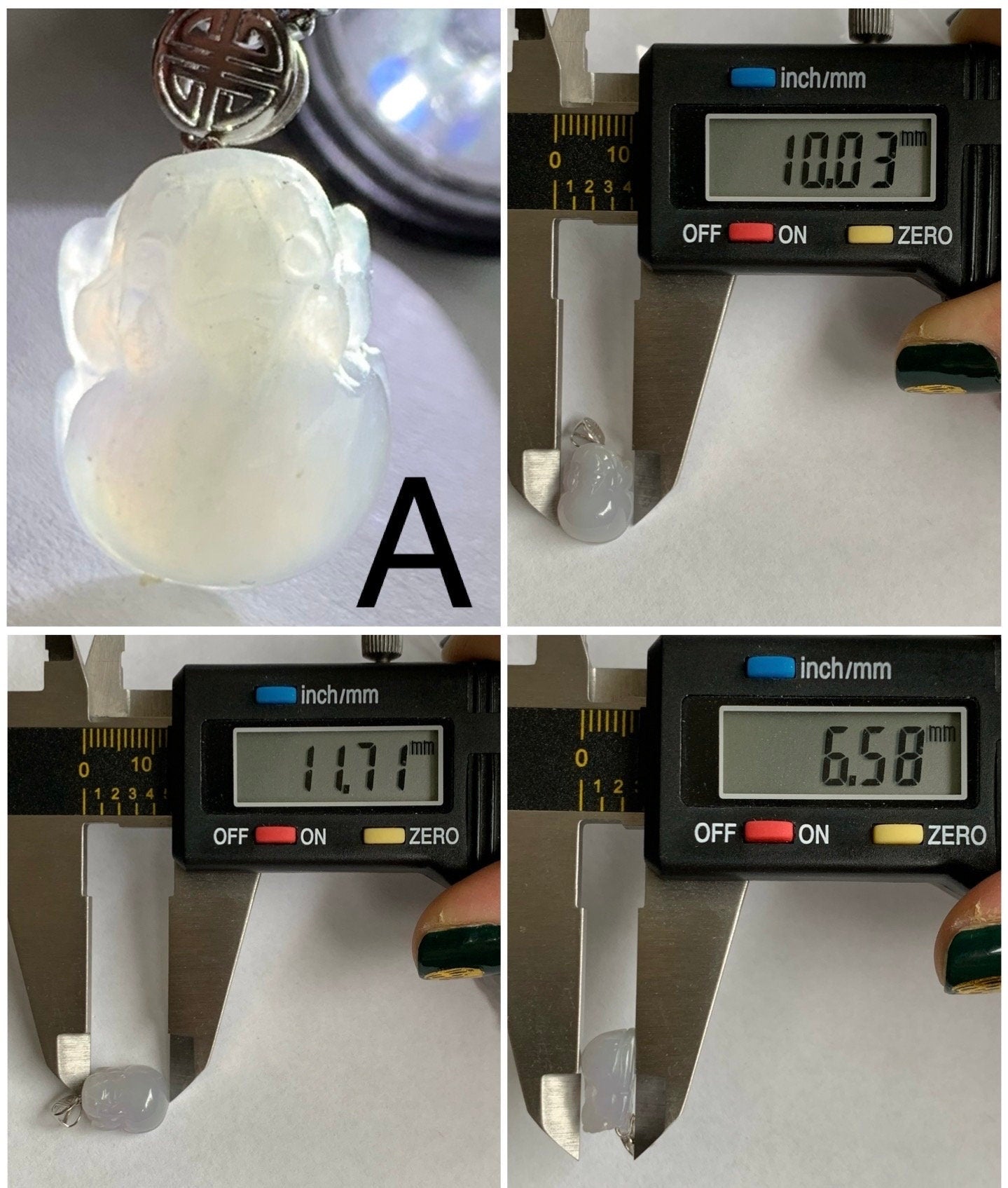 PETITE Natural Burmese Icy Translucent Gelatinous White Jadeite Purple Undertone Pixiu Pendant 18K White Gold 天然缅甸冰胶白翡翠紫底貔貅吊坠