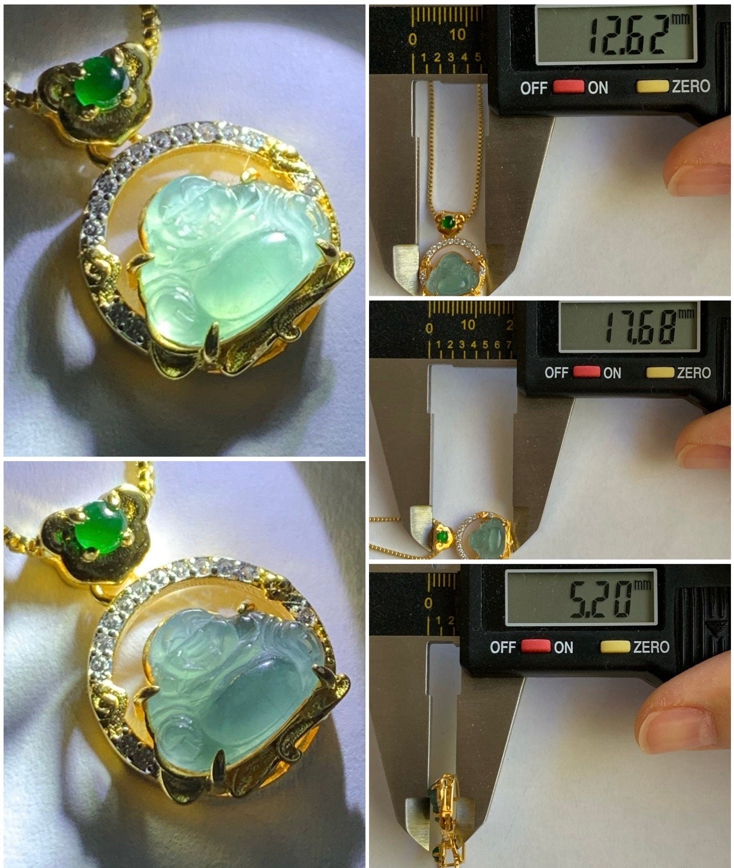 Petite Natural Guatemalan Premium Icy Highly Translucent Teal Blue Jadeite Buddha Pendant Sterling Silver 天然高冰危蓝翡翠小佛公银镶吊坠