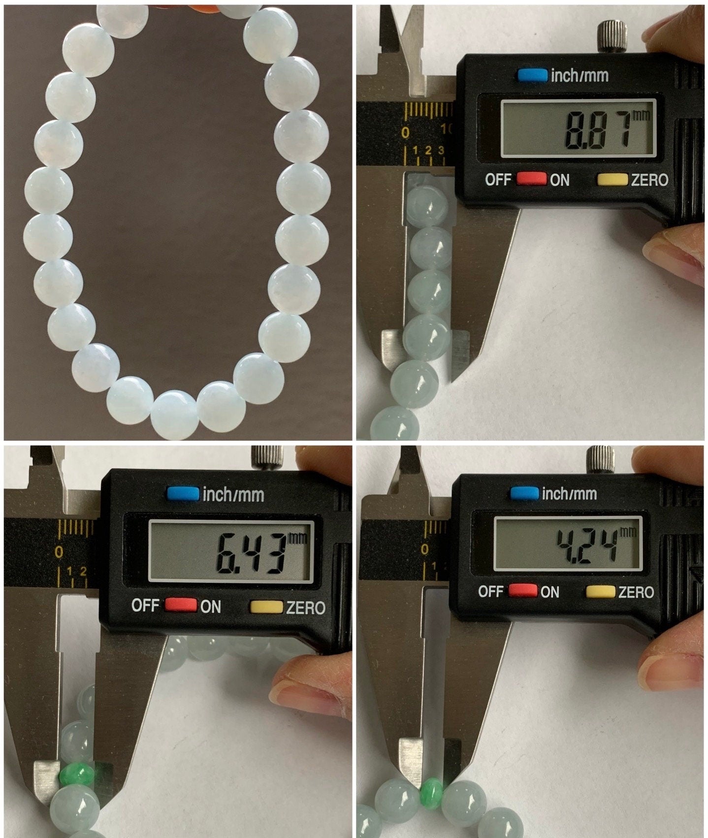 Natural Burmese Icy Translucent Gelatinous Pale Blue Jadeite Green Jadeite Drum Bead Beaded Bracelet Stretchy 9mm 7.25” 天然缅甸冰胶淡蓝翡翠手串 DDL83