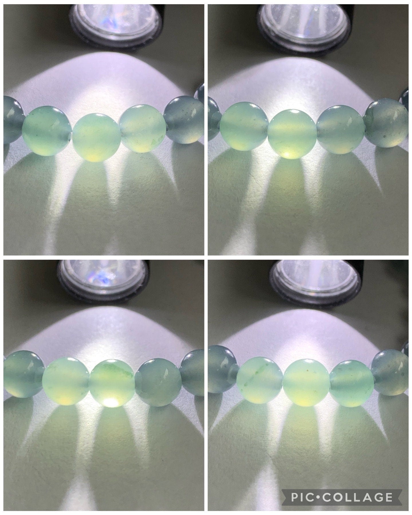 Certified Natural Guatemalan A Graded Icy Highly Translucent Light Dusty Blue Jadeite Beaded Bracelet 6.7mm 6.25” Stretchy 天然高冰危淡蓝翡翠手串 7413