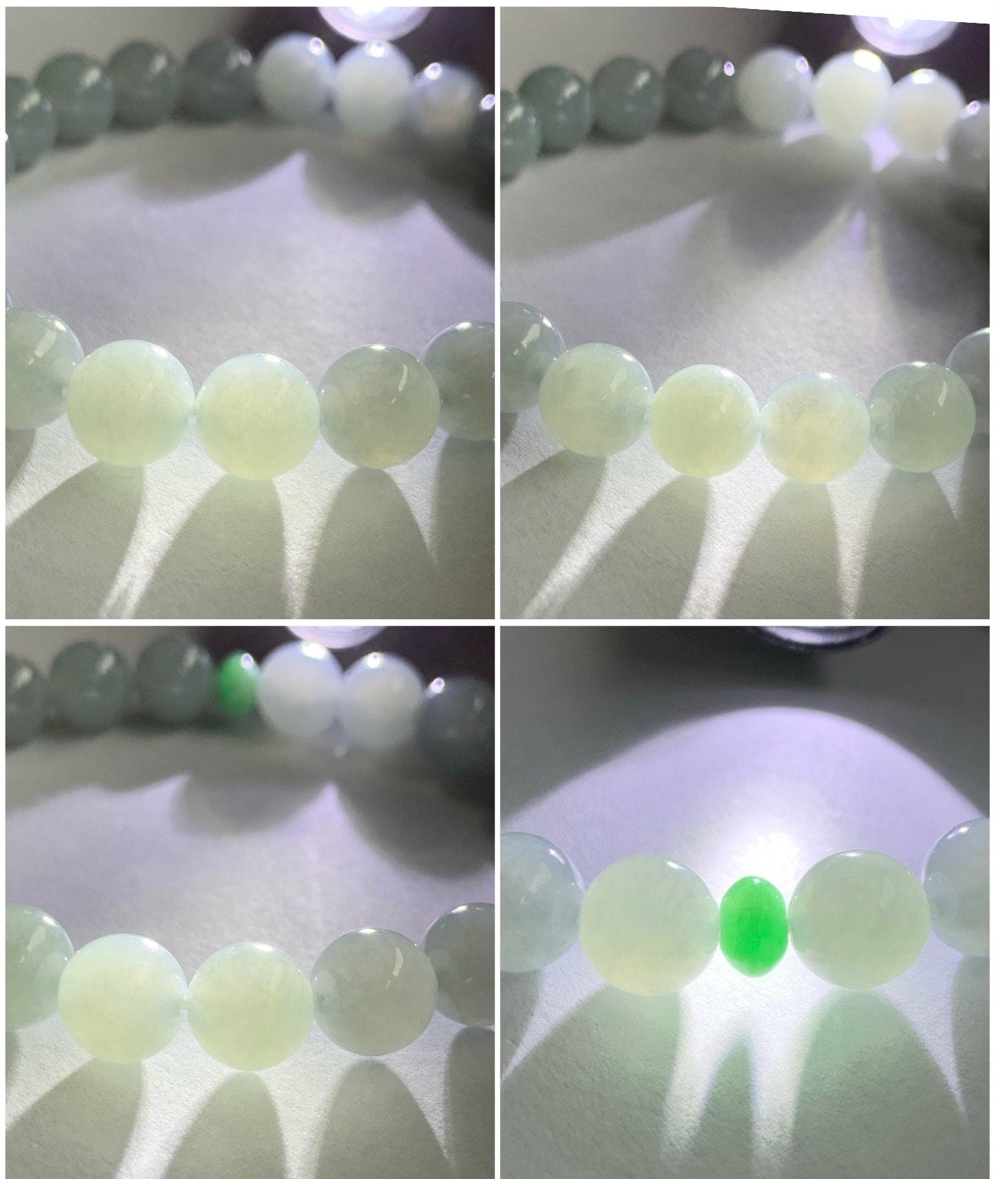 Natural Burmese Icy Translucent Gelatinous Pale Blue Jadeite Green Jadeite Drum Bead Beaded Bracelet Stretchy 9mm 7.25” 天然缅甸冰胶淡蓝翡翠手串 DDL83