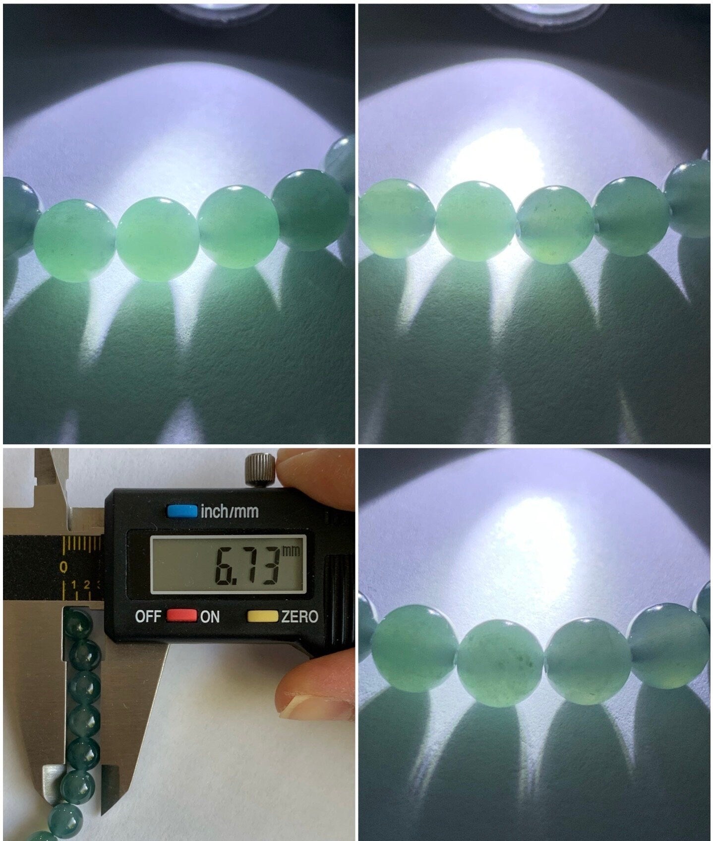 Natural Guatemalan A Graded Icy Translucent Dark Teal Blue Jadeite Beaded Bracelet 6.7mm 6.25” 14g Stretchy 天然冰危湖水蓝翡翠手串 QLLW113