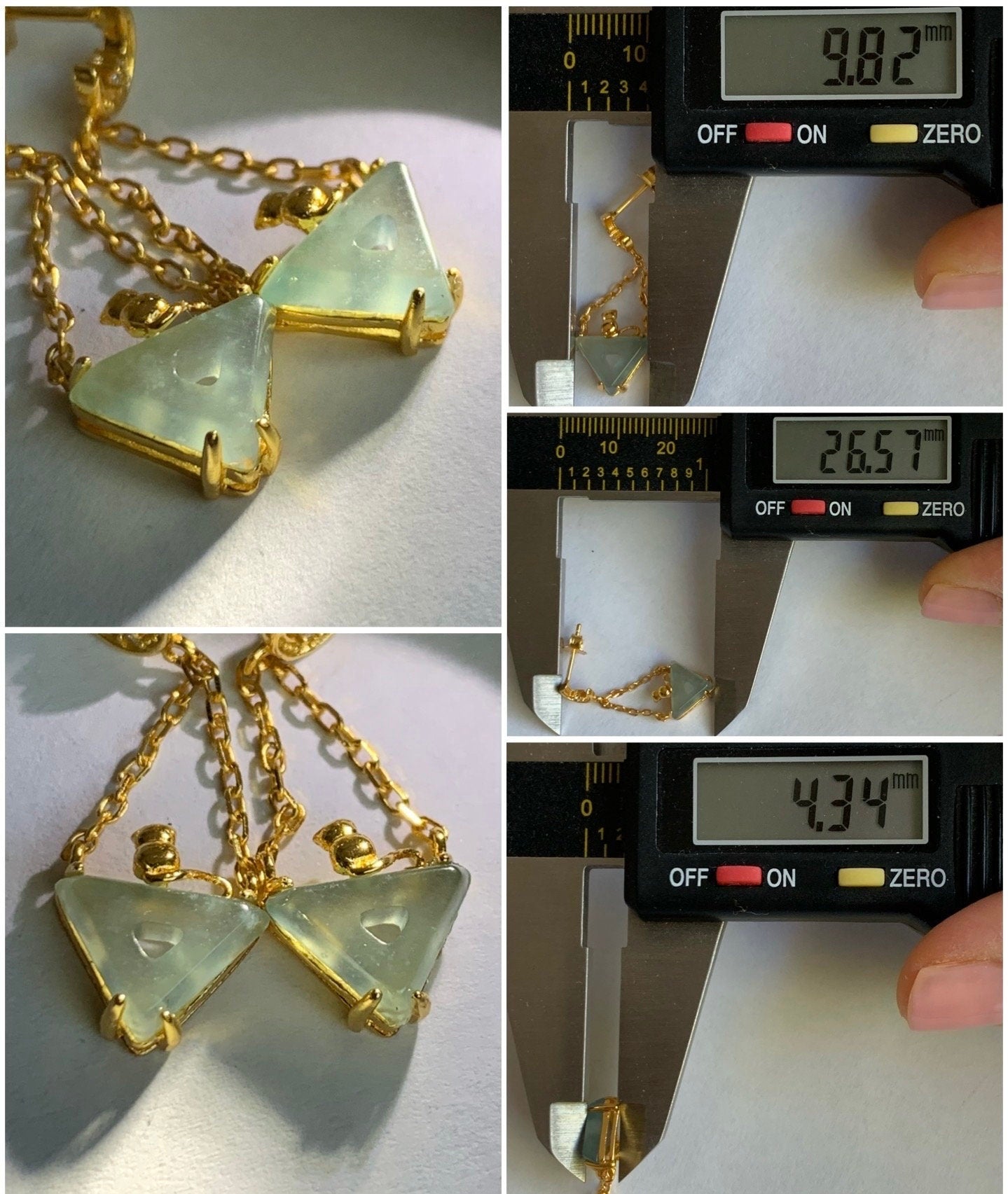 Natural Guatemalan Icy Highly Translucent Light Blue Jadeite Cat Stud Earrings S925 Sterling Silver Yellow Gold Finish 天然冰危淡蓝翡翠猫咪银镶耳钉