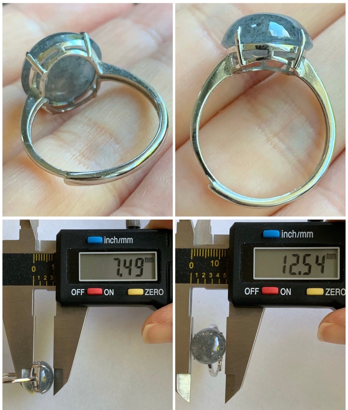 Natural Burmese Icy Translucent Large Wuji Round Jadeite Solitaire Ring S925 Sterling Silver Size Adjustable 天然缅甸冰乌鸡翡翠大尺寸蛋面银镶戒指 YWW100