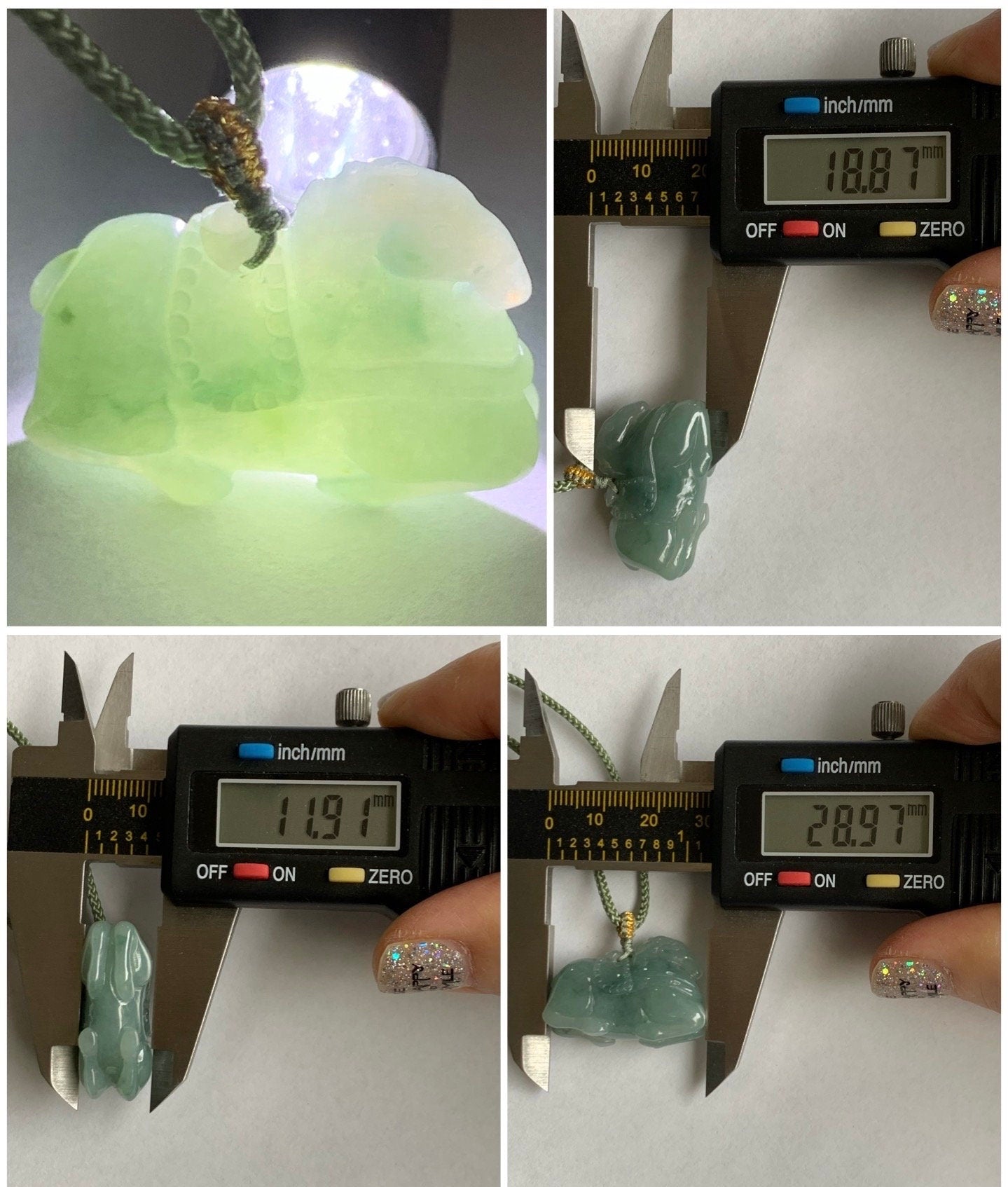 Natural Burmese Icy Translucent Gelatinous Light Green Jadeite w/ Dark Green Marbling Tang Horse Pendant Rope Necklace 天然缅甸冰胶晴底飘花翡翠唐马吊坠 B