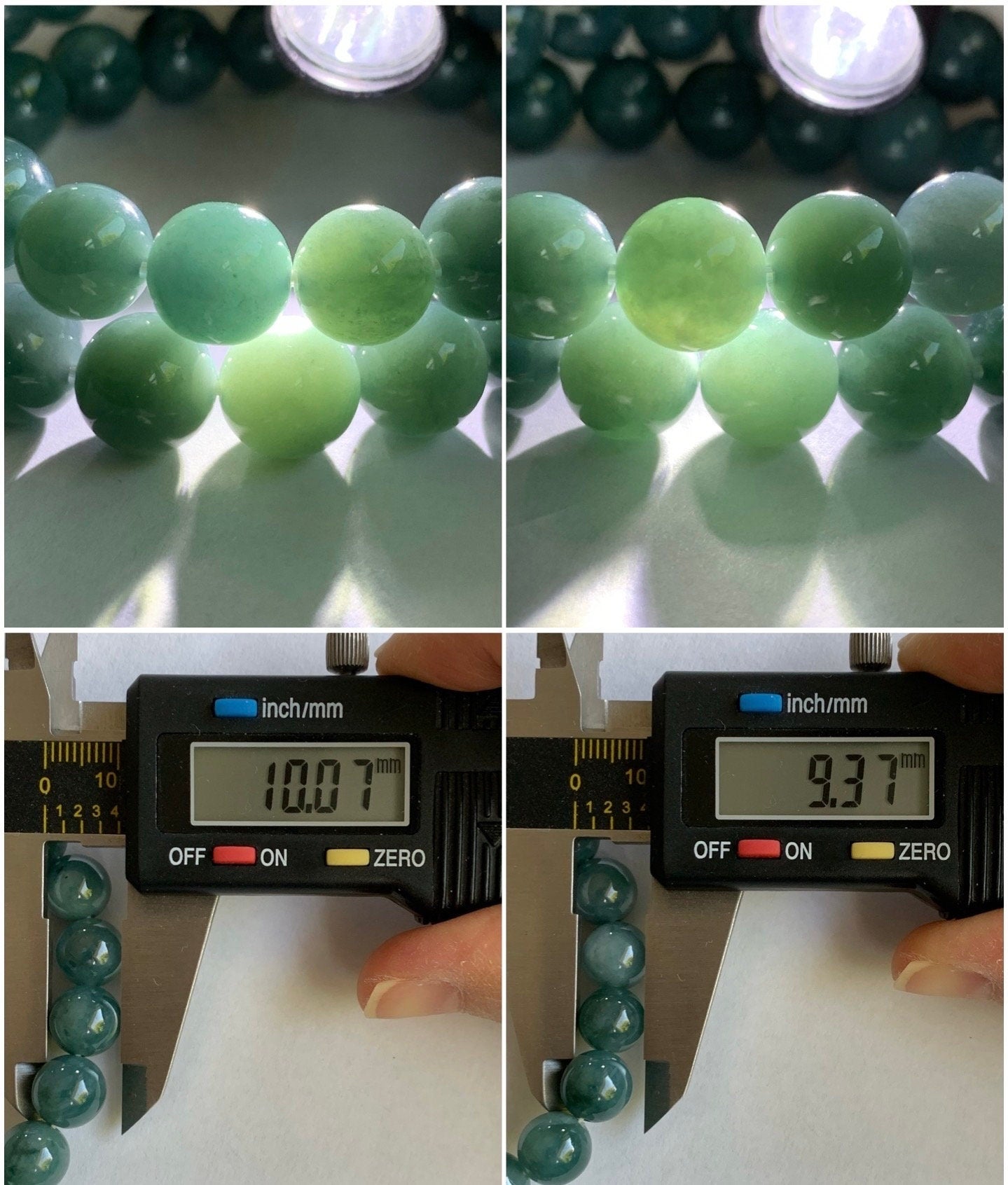 Natural Guatemalan Translucent Teal Blue Jadeite Beaded Bracelet Stretchy 9.5mm 7.25” 32g 天然冰危糯种蓝绿翡翠圆珠手串 WTB21