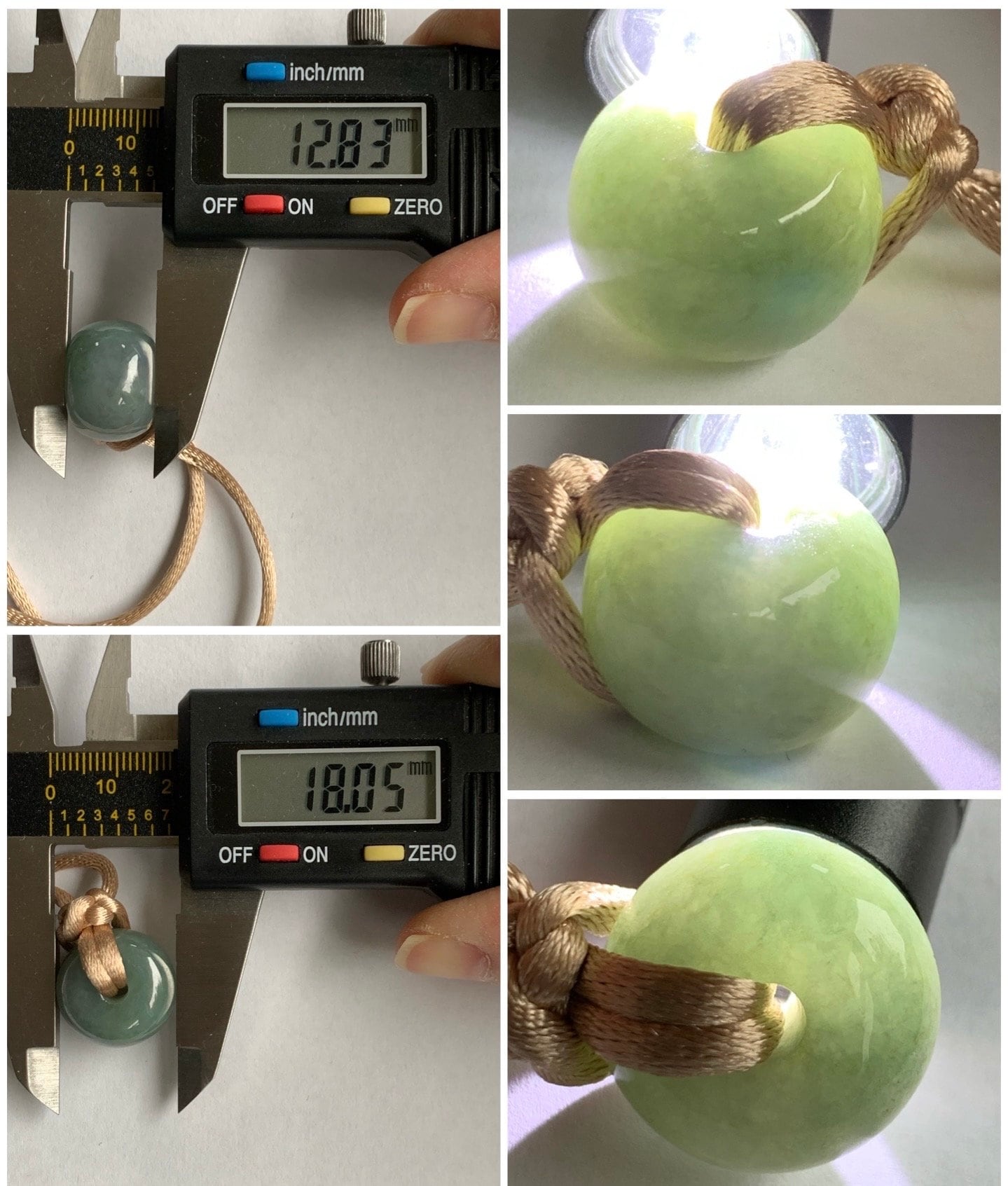 Large Natural Burmese Icy Translucent Dark Dusty Green Jadeite Drum Bead Pendant with Cord Necklace 27” Adjustable 天然缅甸冰糯灰绿翡翠肥鼓珠吊坠
