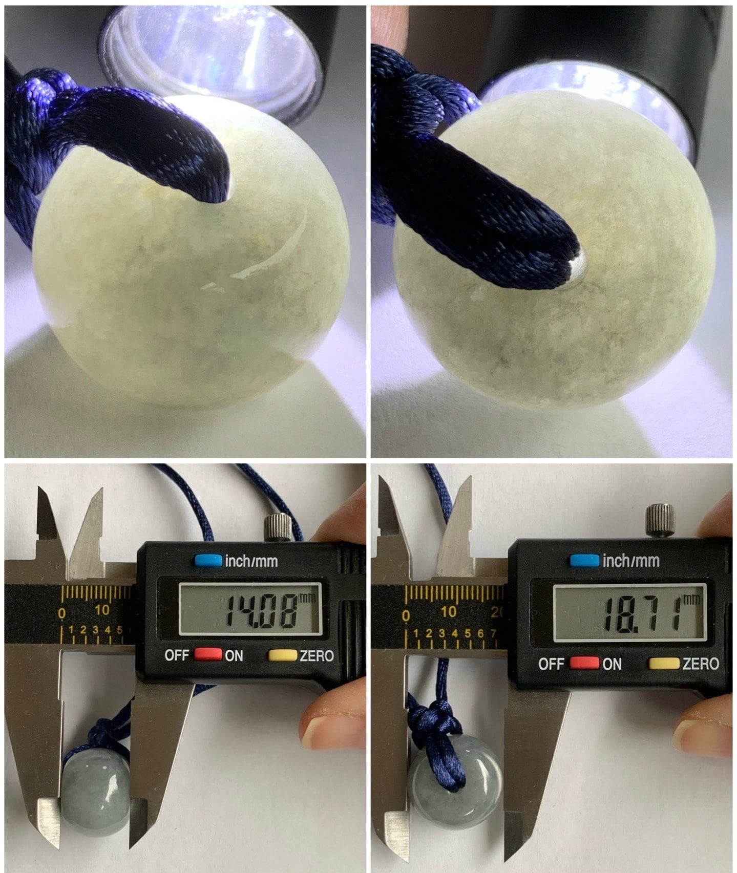 Large Natural Burmese Icy Translucent Dark Wuji Jadeite Drum Bead Pendant with Cord Necklace 23” Adjustable 天然缅甸冰糯乌鸡翡翠肥鼓珠吊坠