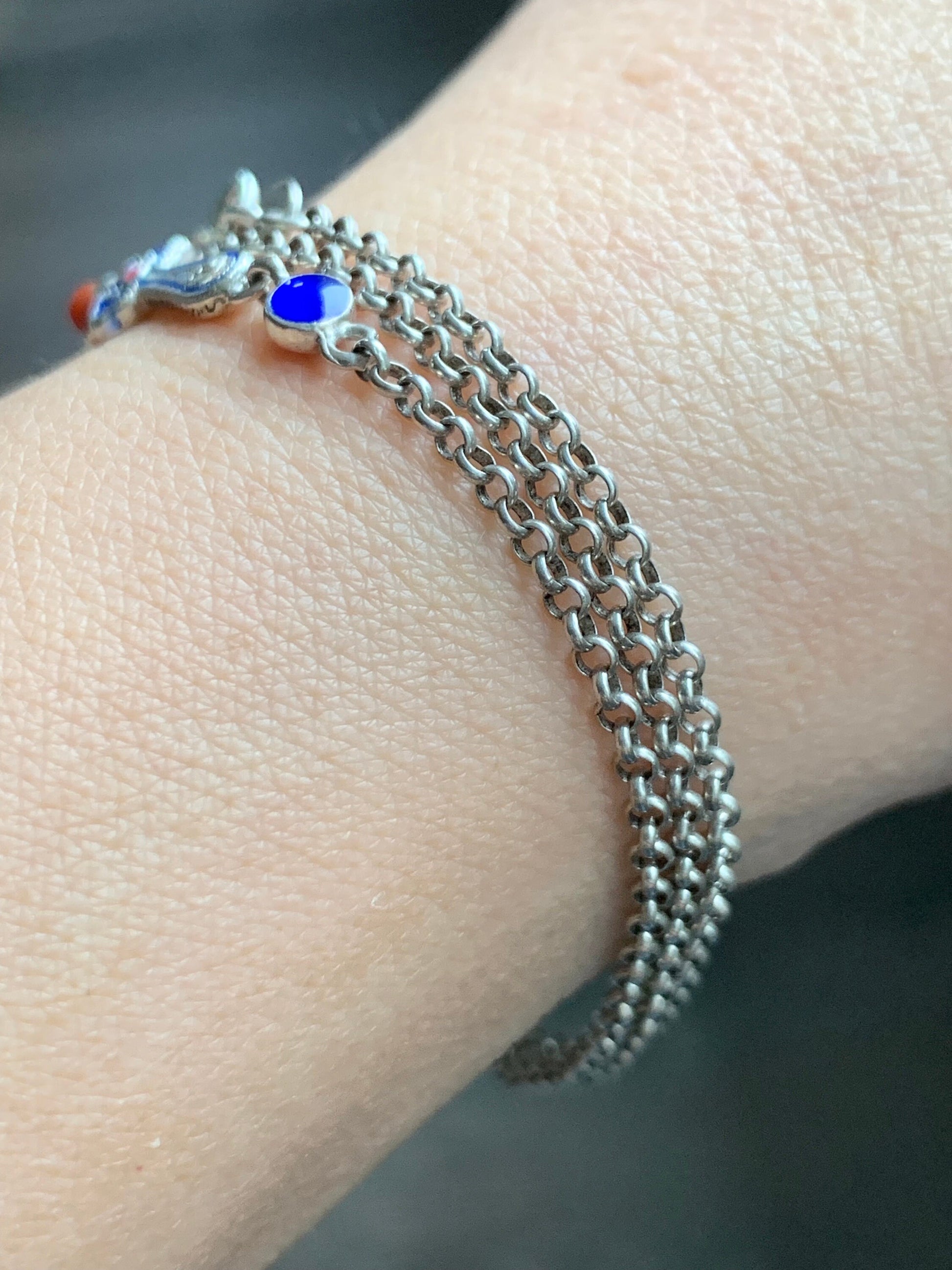 S925 Sterling Silver Rolo Chain Vintage Finish Necklace Adjustable 17.75” - 19.75” 5g S925纯银如意烤漆工艺项链