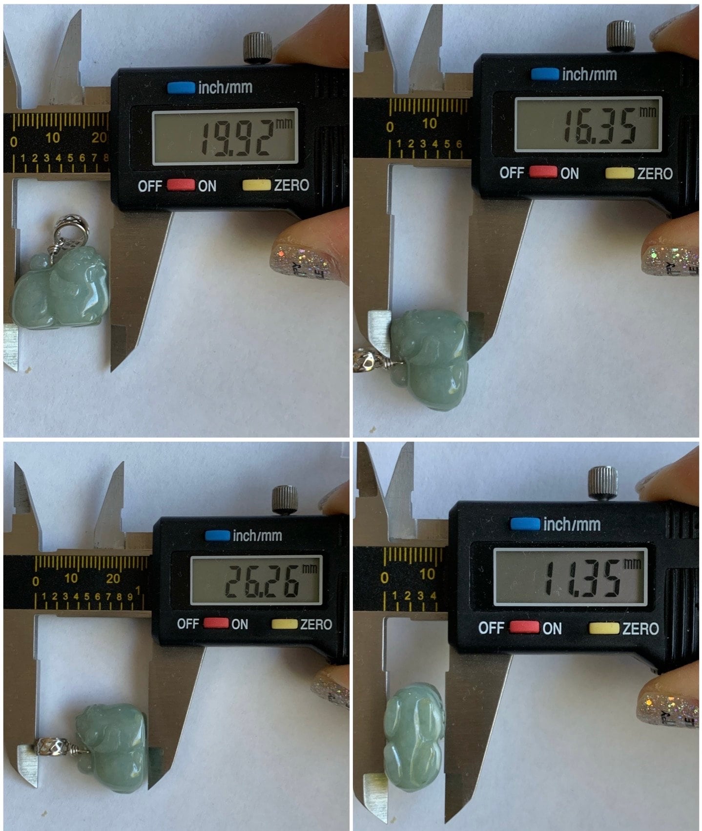 Natural Burmese Icy Translucent Dusty Light Green Jadeite Carved Flying Pixiu Pendant Sterling Silver Bail 天然缅甸冰暗绿翡翠飞天貔貅吊坠