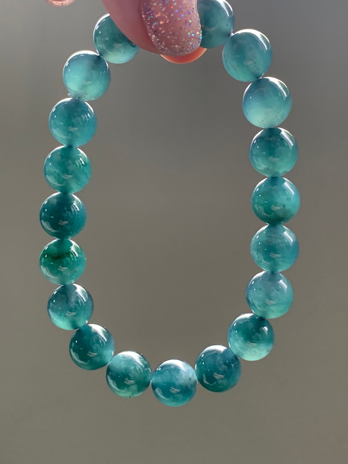 Certified Natural Guatemalan Icy Highly Translucent Dark Indigo Blue Jadeite Beaded Bracelet 10mm 7.5” 35.6g 天然老种冰危深蓝翡翠圆珠手串 7086