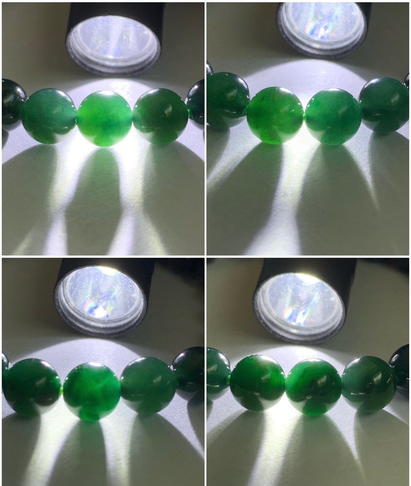 Natural Guatemalan Icy Translucent Gelatinous Dark Teal Green Jadeite Beaded Bracelet 7.9mm 6.5” 20g 天然老种冰胶危湖水绿翡翠手串 HSL36