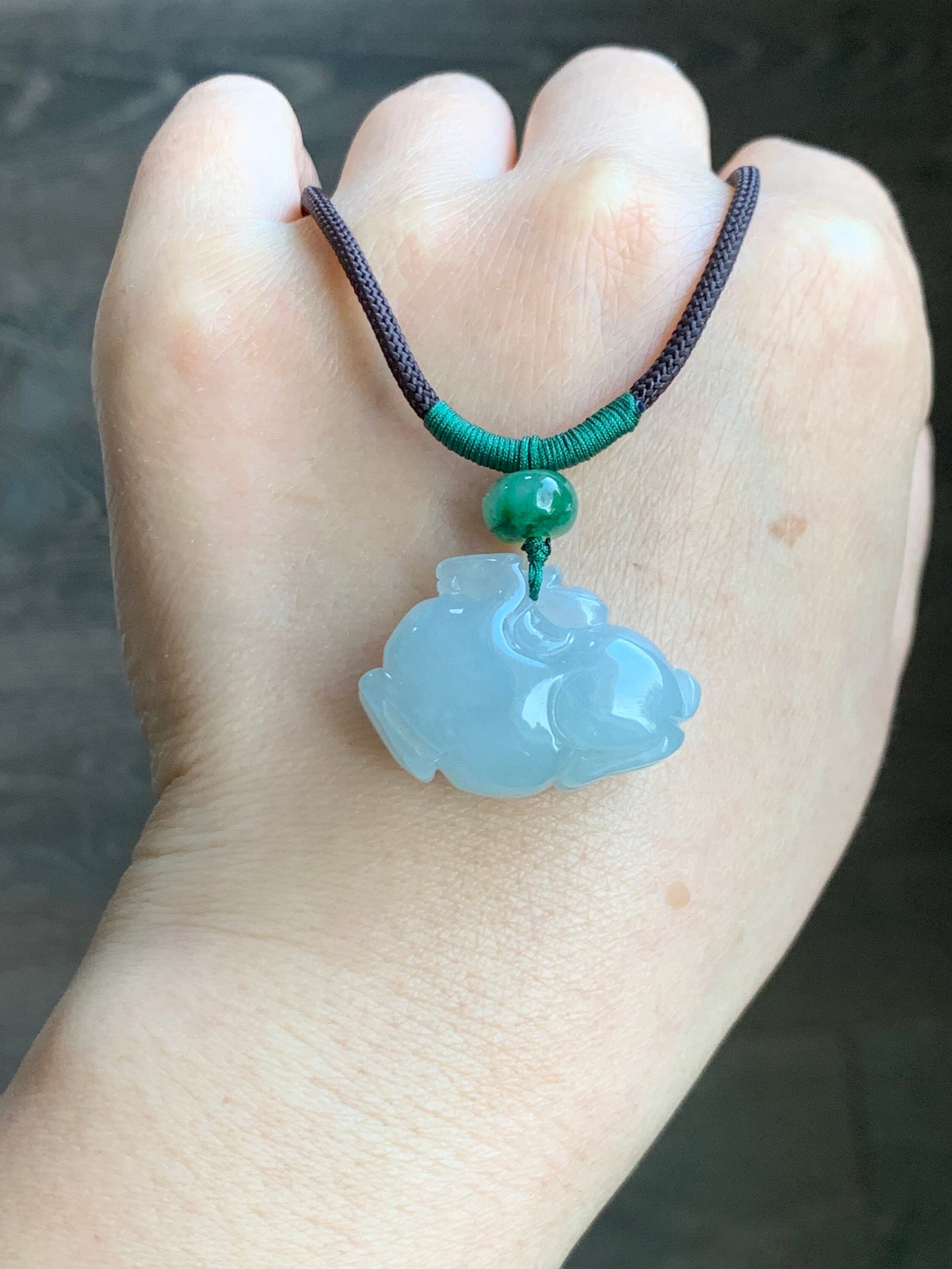 Stunning Natural Burmese Grade A Icy Translucent Gelatinous Light Blue Jadeite Pendant Carved Tang Horse Rope Necklace 天然缅甸冰胶淡晴蓝翡翠唐马挂件