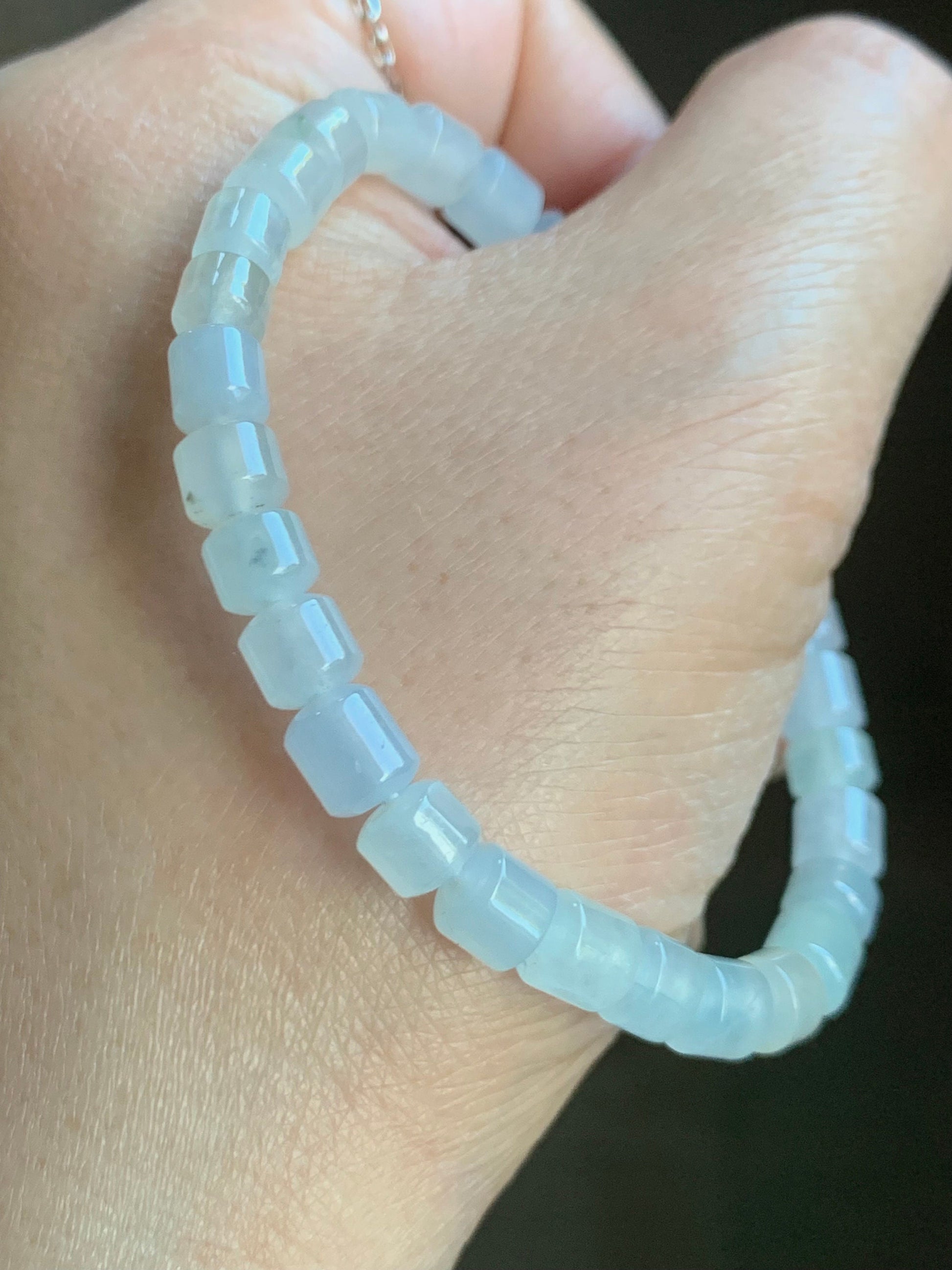 Natural Burmese Icy Highly Translucent Pastel Multicolored Jadeite Modified Barrel Beads Beaded Bracelet 6.5” 天然缅甸老种冰多宝翡翠桶珠手串 XG324