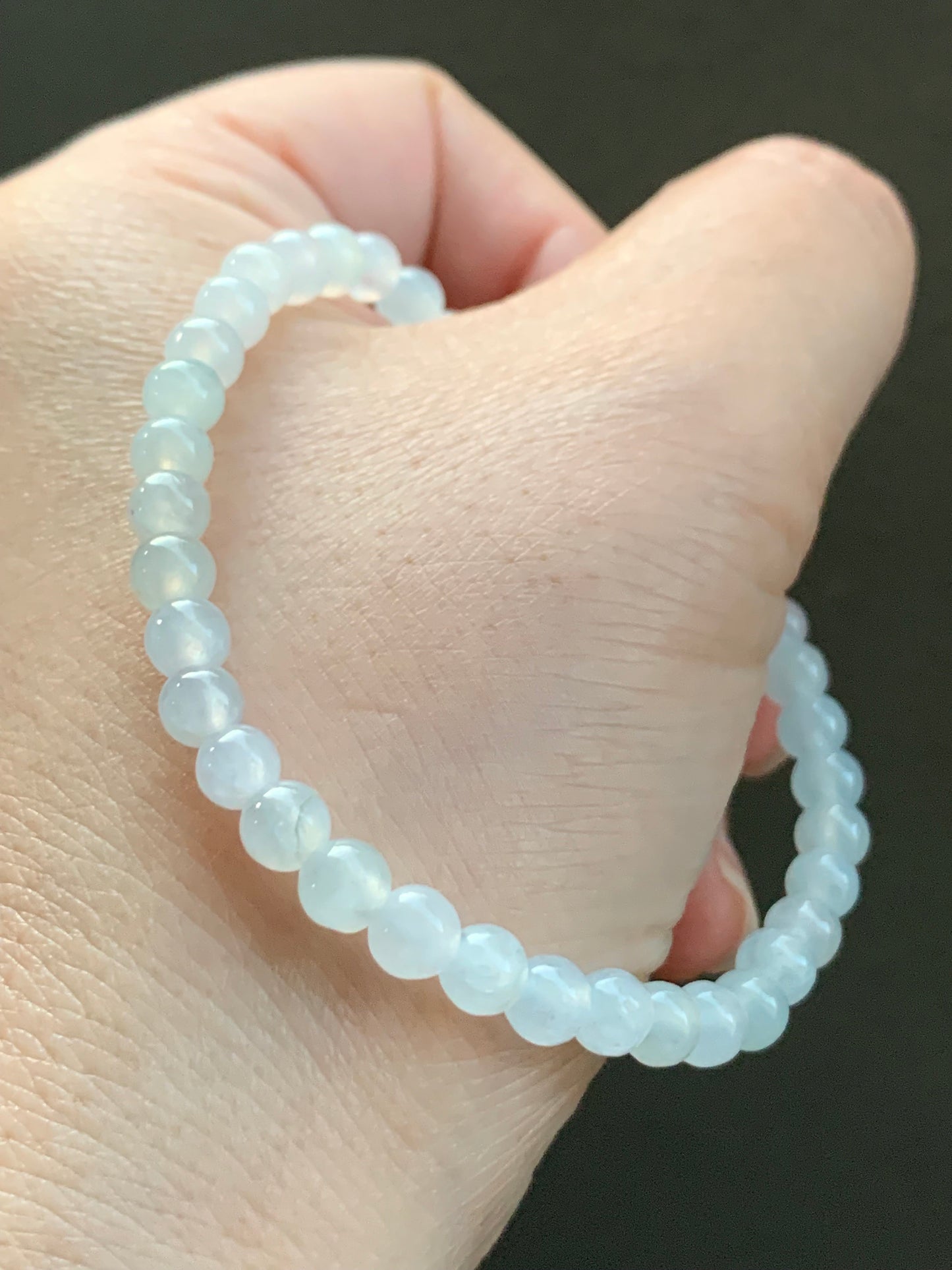 Natural Burmese Icy Translucent White Jadeite Guatemalan Icy Green Jadeite Pixiu Beaded Bracelet Sterling Silver 6.75” 天然缅甸白冰翡翠冰危绿貔貅银手串