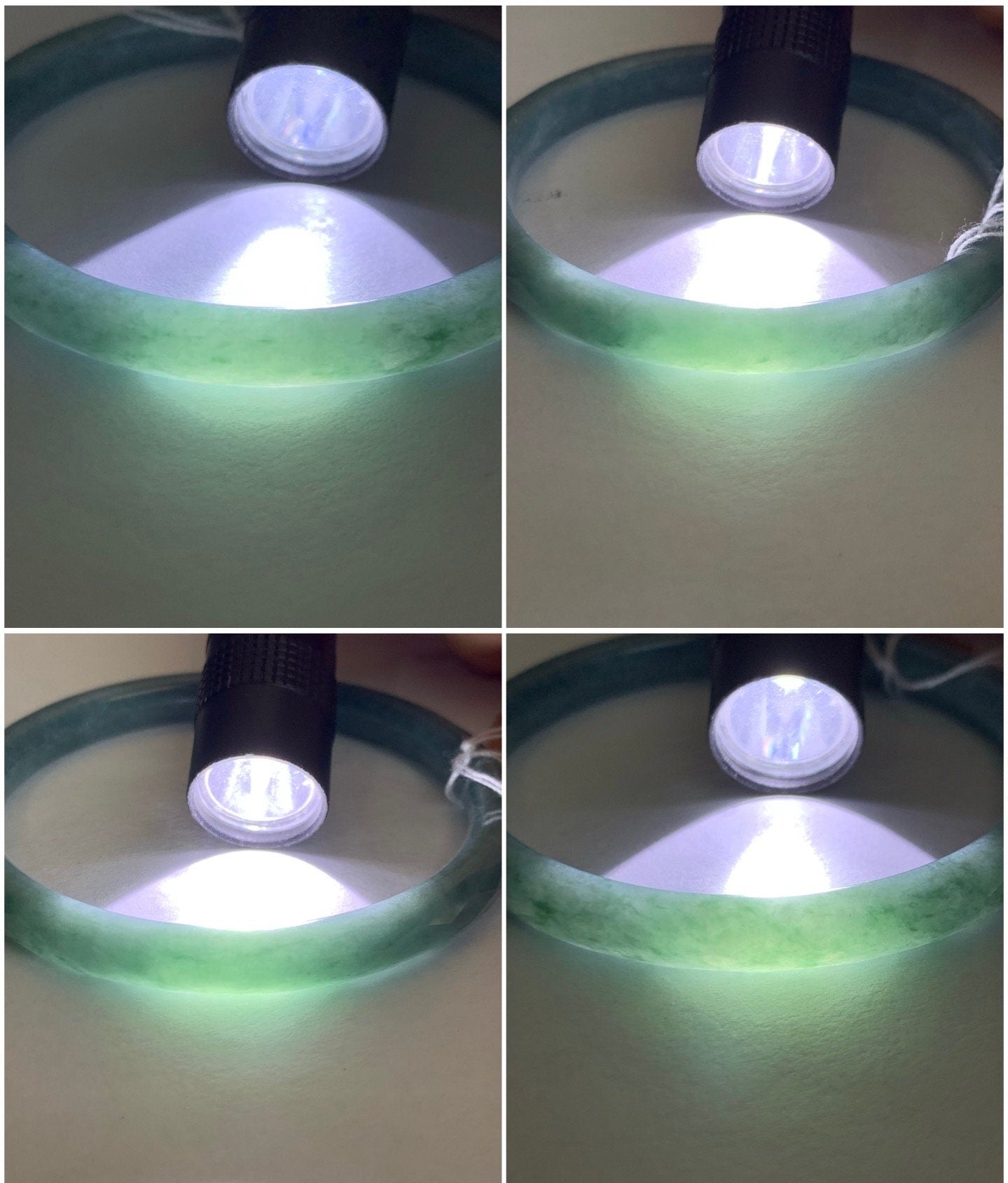 Certified Natural Guatemalan Icy Translucent Dusty Teal Blue Jadeite Diamond Faceted Bangle Bracelet 51.8mm 16.84 grams 天然冰危蓝翡翠细圆条切割面手镯 7102