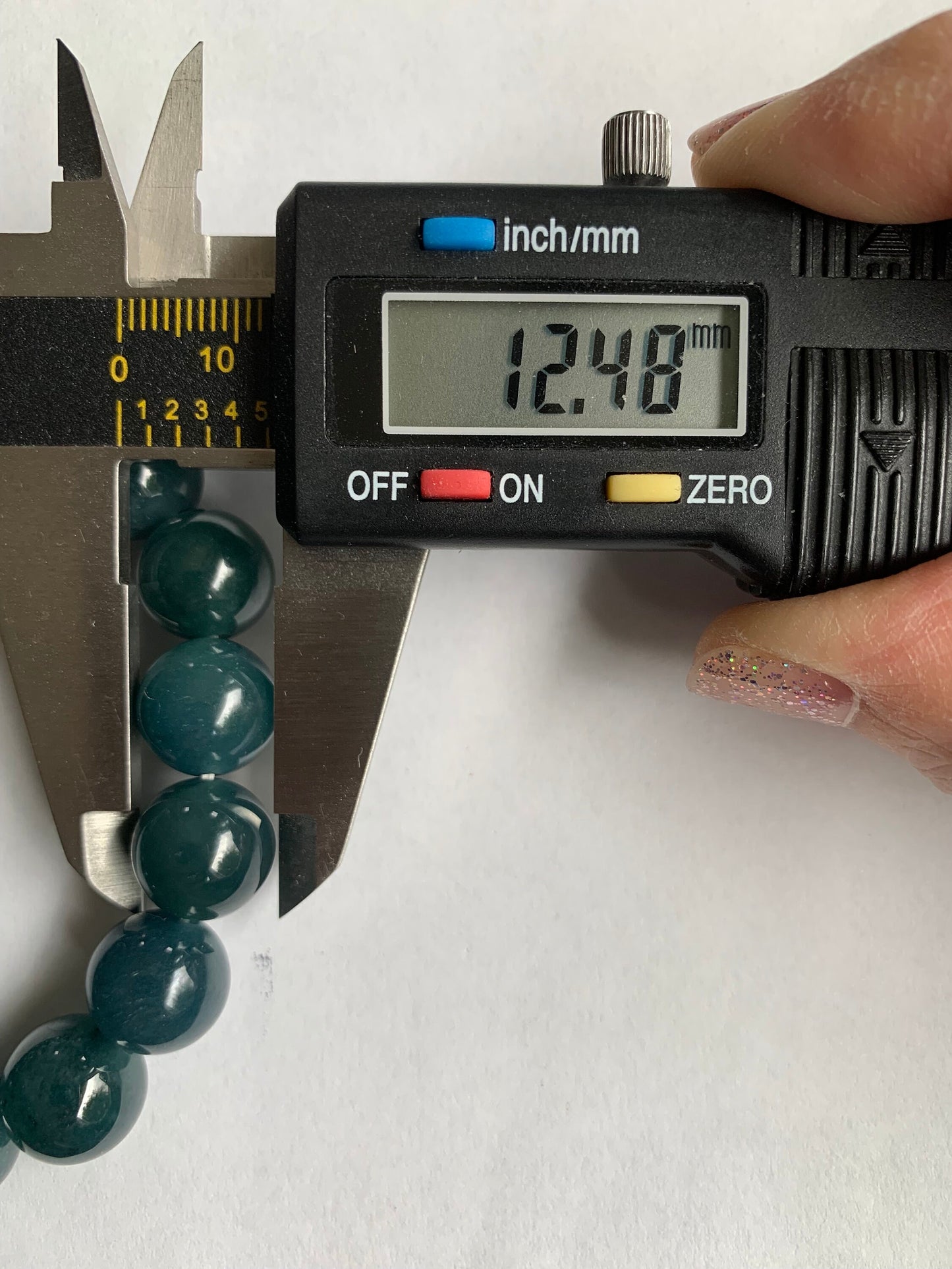 Certified Natural Guatemalan Icy Translucent Deep Blue Jadeite Large Beads Beaded Bracelet 12.3mm 7.25” 52g 天然老种冰危深蓝翡翠大卡圆珠手串 7087